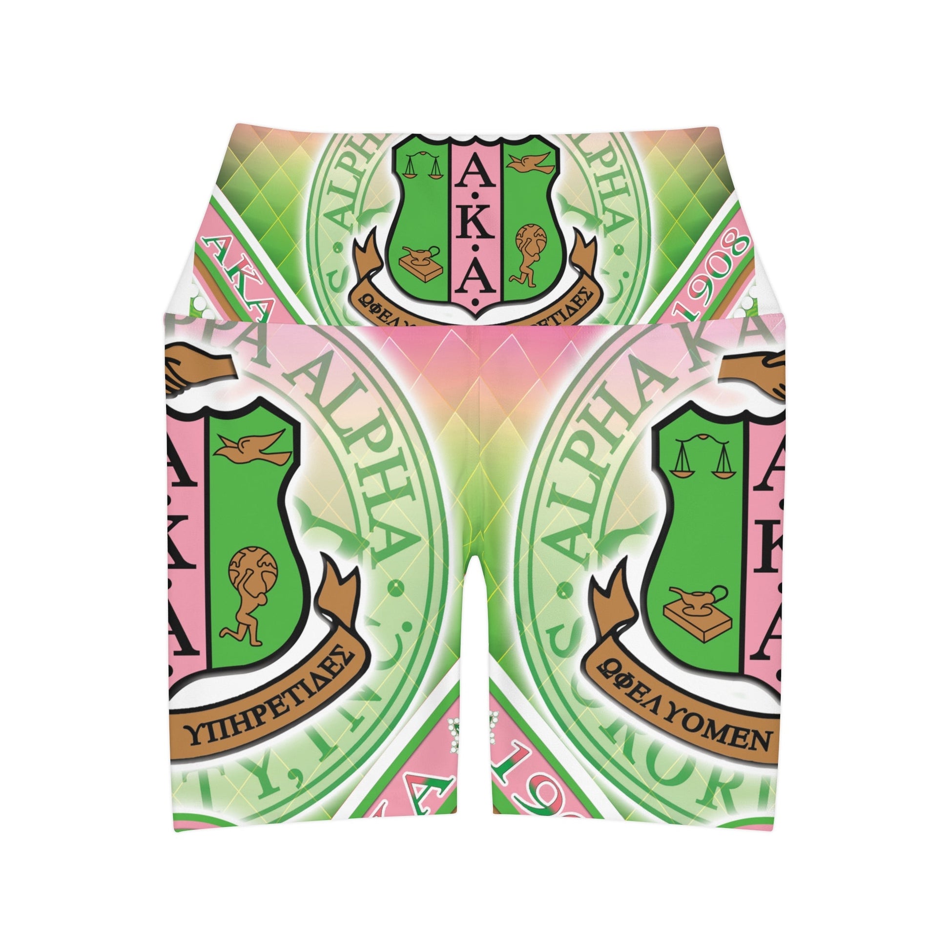 Alpha Kappa Alpha High Waisted Yoga Shorts (AOP) - L.W. Unlimited Custom Design Space