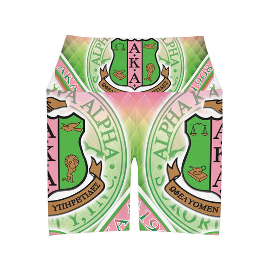 Alpha Kappa Alpha High Waisted Yoga Shorts (AOP) - L.W. Unlimited Custom Design Space