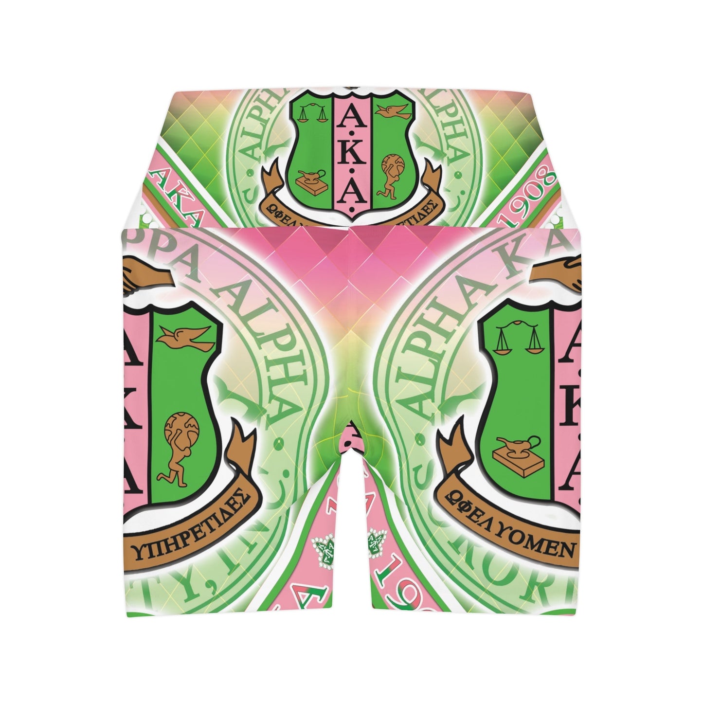 Alpha Kappa Alpha High Waisted Yoga Shorts (AOP) - L.W. Unlimited Custom Design Space