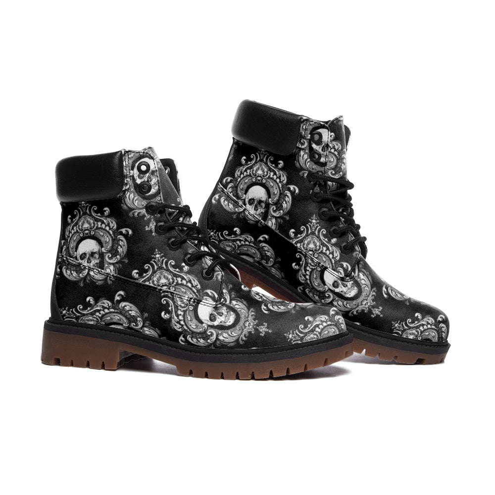 Black Gothic Skull Casual Leather Lightweight boots TB - L.W. Unlimited Custom Design Space