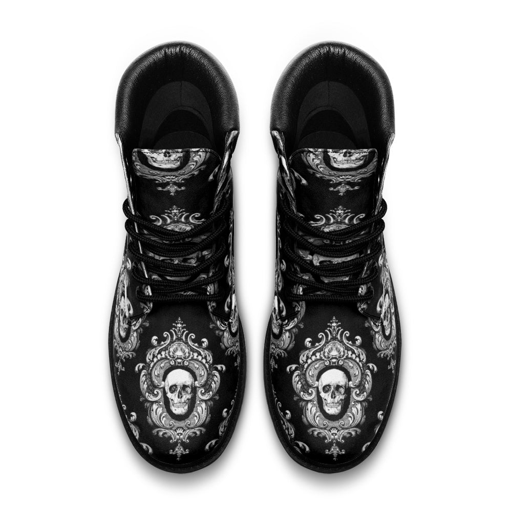 Black Gothic Skull Casual Leather Lightweight boots TB - L.W. Unlimited Custom Design Space