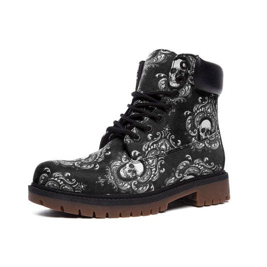 Black Gothic Skull Casual Leather Lightweight boots TB - L.W. Unlimited Custom Design Space