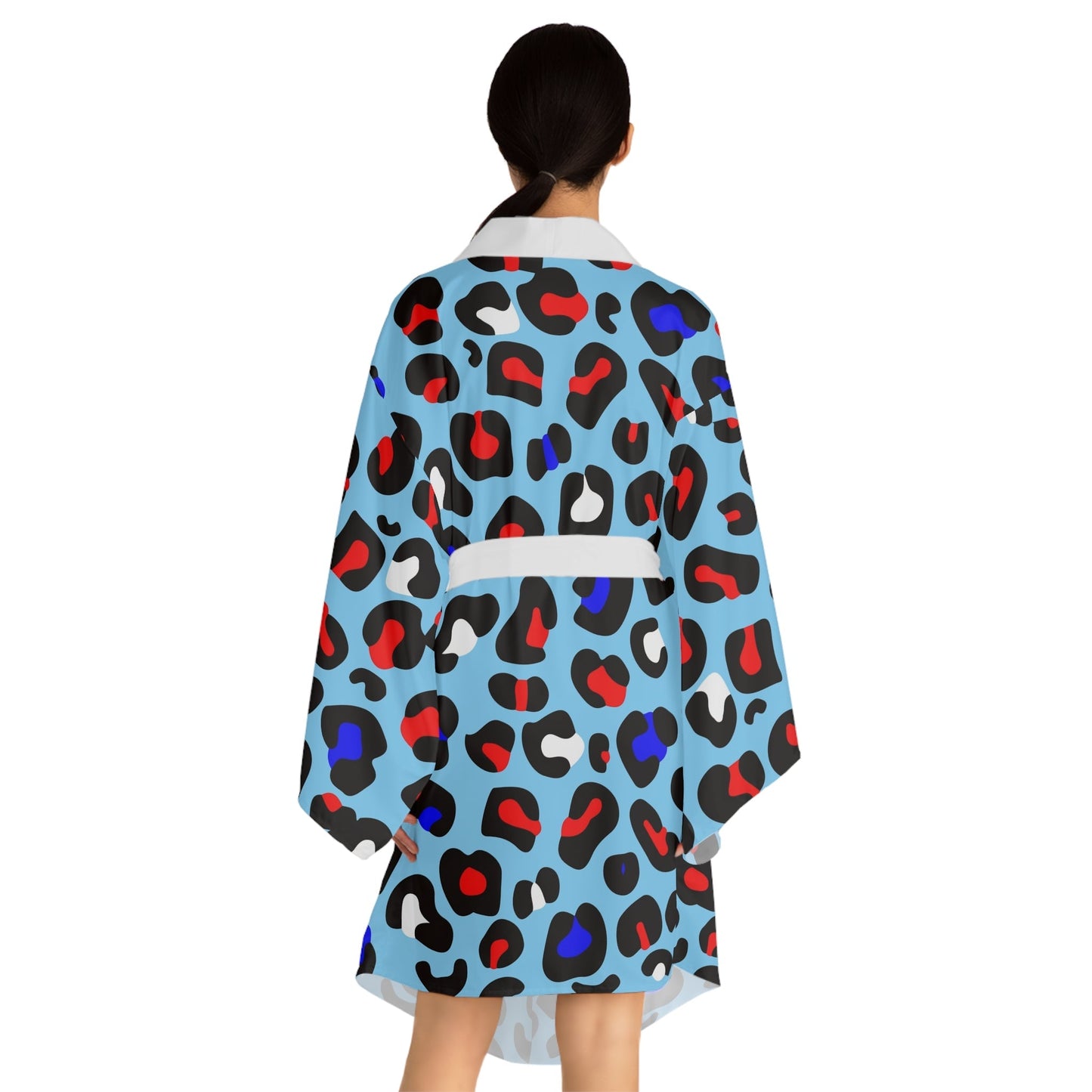 Blue Leopard Long Sleeve Kimono Robe - L.W. Unlimited Custom Design Space