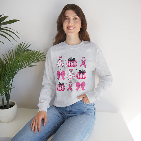 Breast Cancer Bows Unisex Heavy Blend™ Crewneck Sweatshirt - L.W. Unlimited Custom Design Space