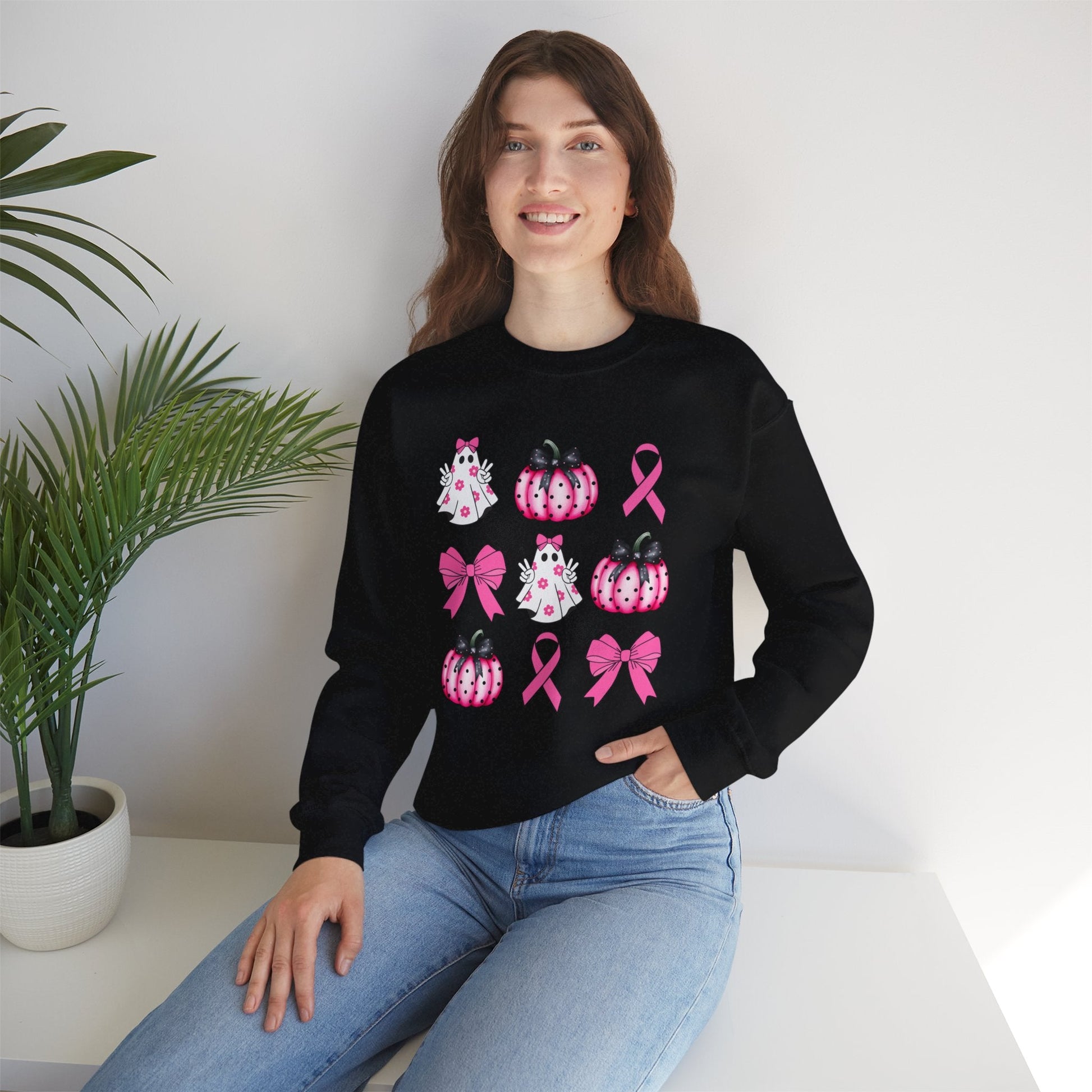 Breast Cancer Bows Unisex Heavy Blend™ Crewneck Sweatshirt - L.W. Unlimited Custom Design Space