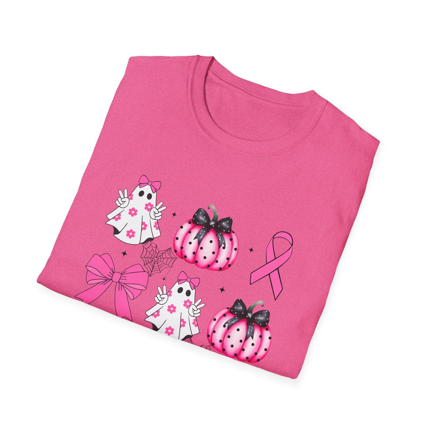 Breast Cancer Ghost and Pumpkin Unisex Softstyle T-Shirt - L.W. Unlimited Custom Design Space