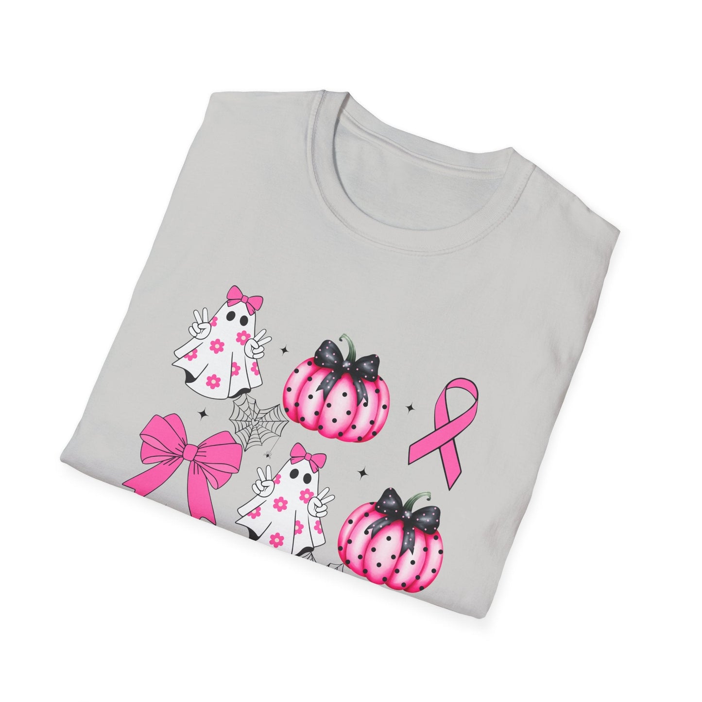 Breast Cancer Ghost and Pumpkin Unisex Softstyle T-Shirt - L.W. Unlimited Custom Design Space