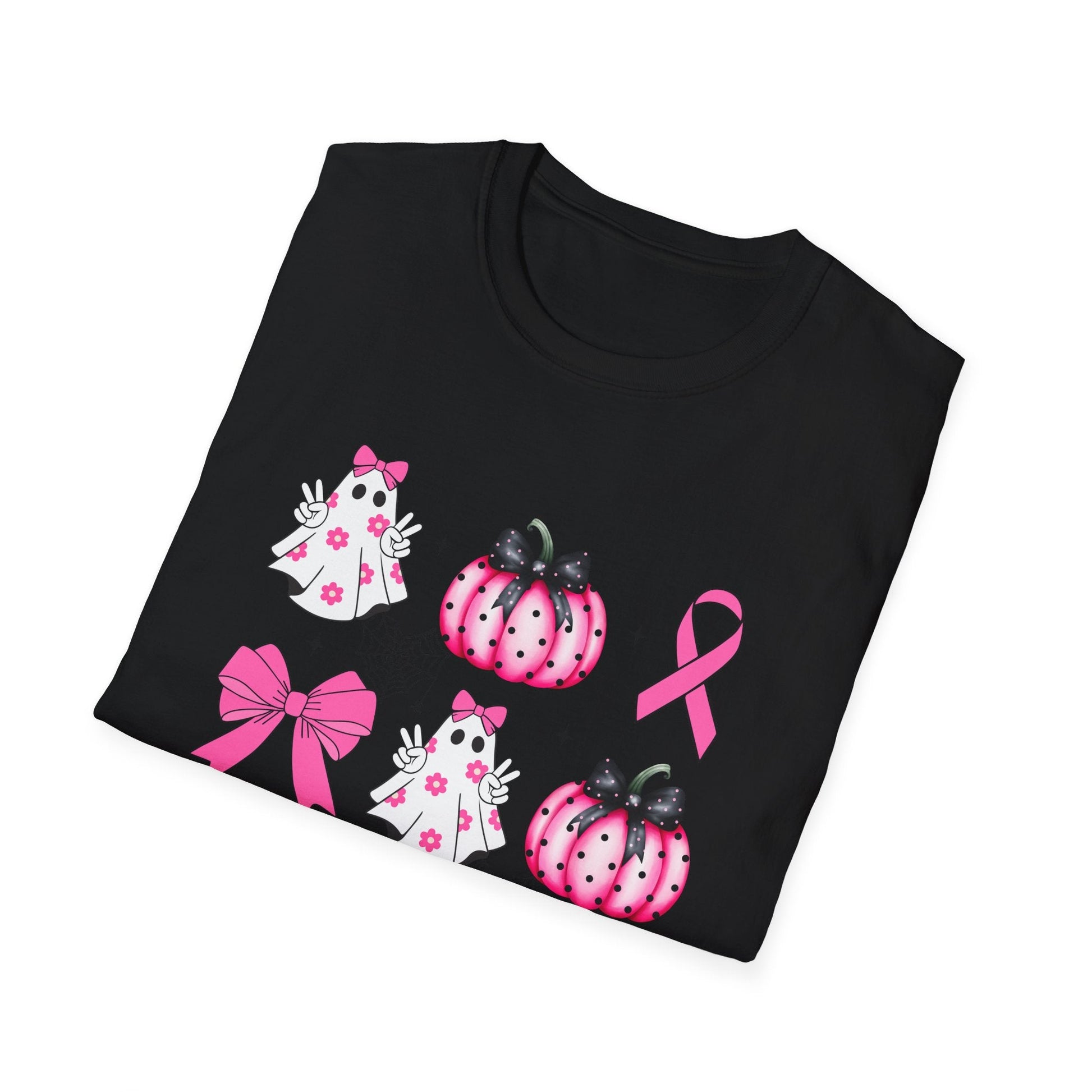 Breast Cancer Ghost and Pumpkin Unisex Softstyle T-Shirt - L.W. Unlimited Custom Design Space