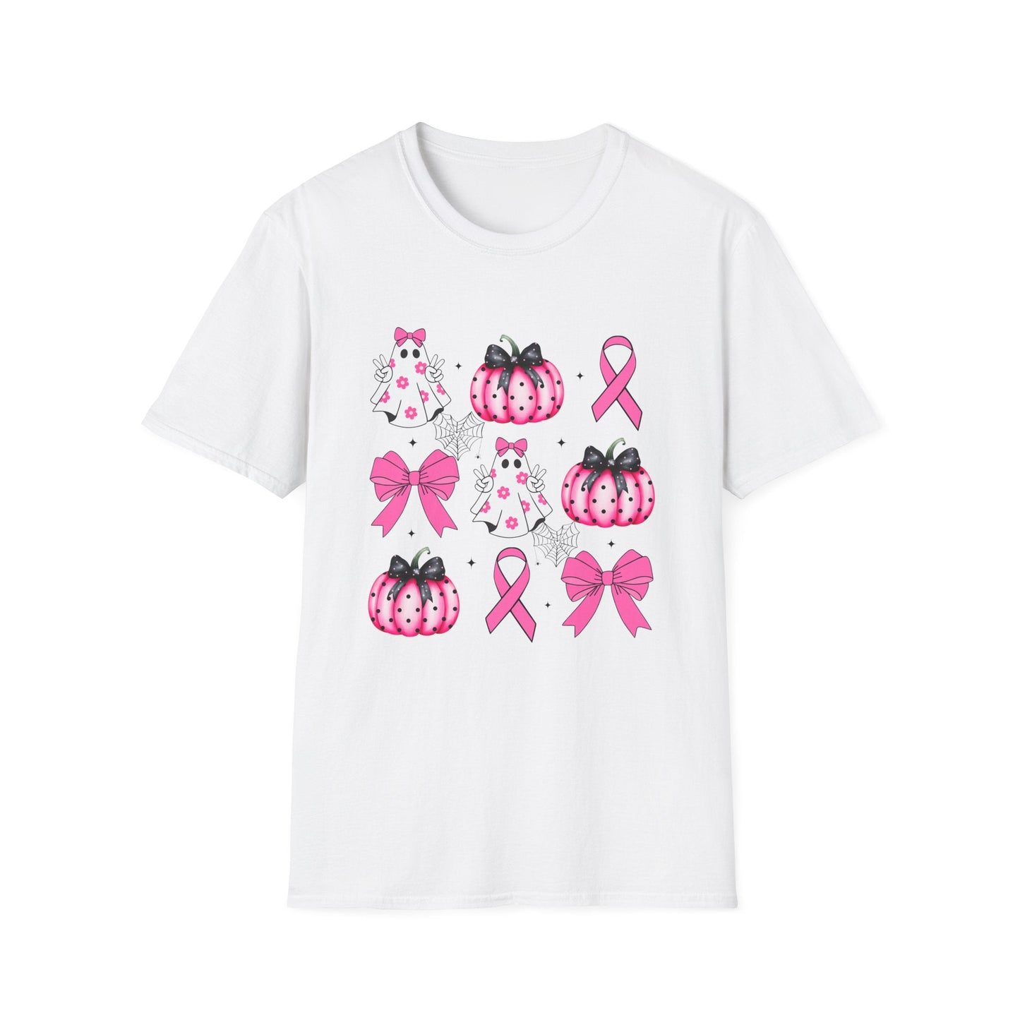 Breast Cancer Ghost and Pumpkin Unisex Softstyle T-Shirt - L.W. Unlimited Custom Design Space