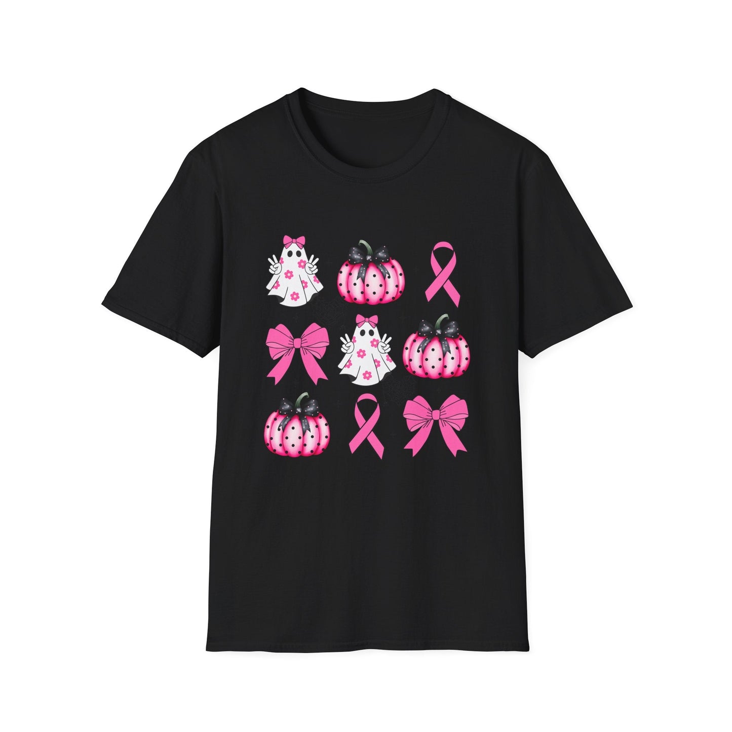 Breast Cancer Ghost and Pumpkin Unisex Softstyle T-Shirt - L.W. Unlimited Custom Design Space