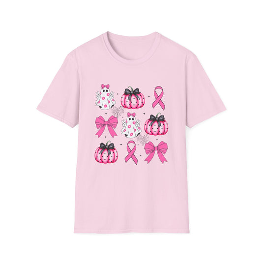 Breast Cancer Ghost and Pumpkin Unisex Softstyle T-Shirt - L.W. Unlimited Custom Design Space