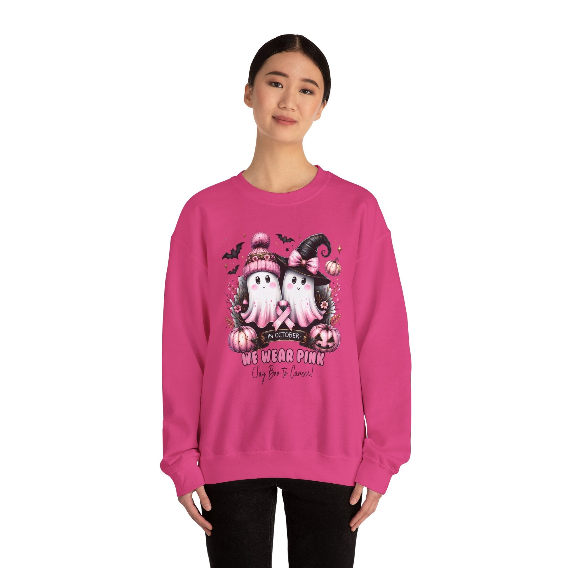 Breast Cancer Ghost Unisex Heavy Blend™ Crewneck Sweatshirt - L.W. Unlimited Custom Design Space