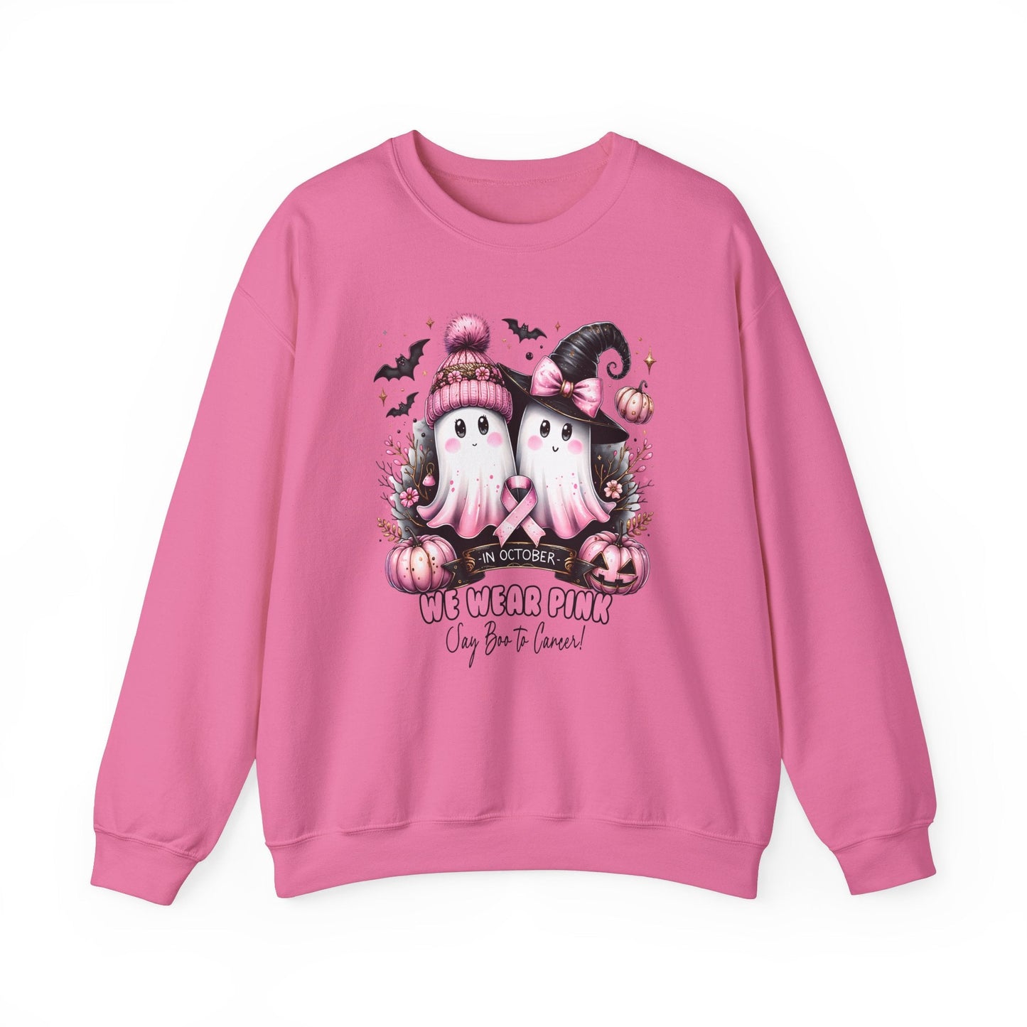 Breast Cancer Ghost Unisex Heavy Blend™ Crewneck Sweatshirt - L.W. Unlimited Custom Design Space