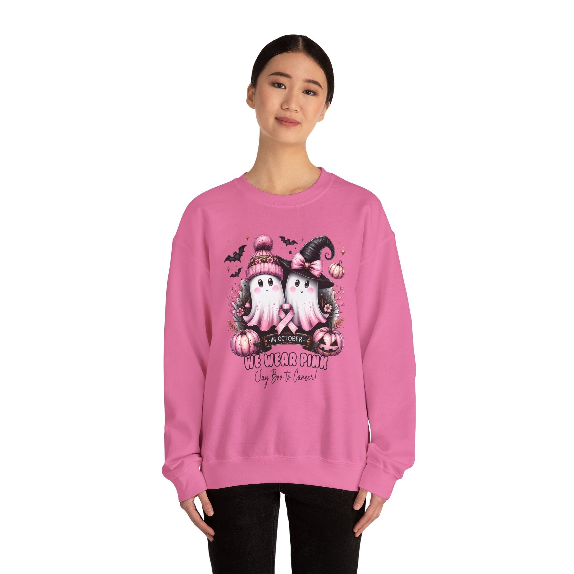 Breast Cancer Ghost Unisex Heavy Blend™ Crewneck Sweatshirt - L.W. Unlimited Custom Design Space