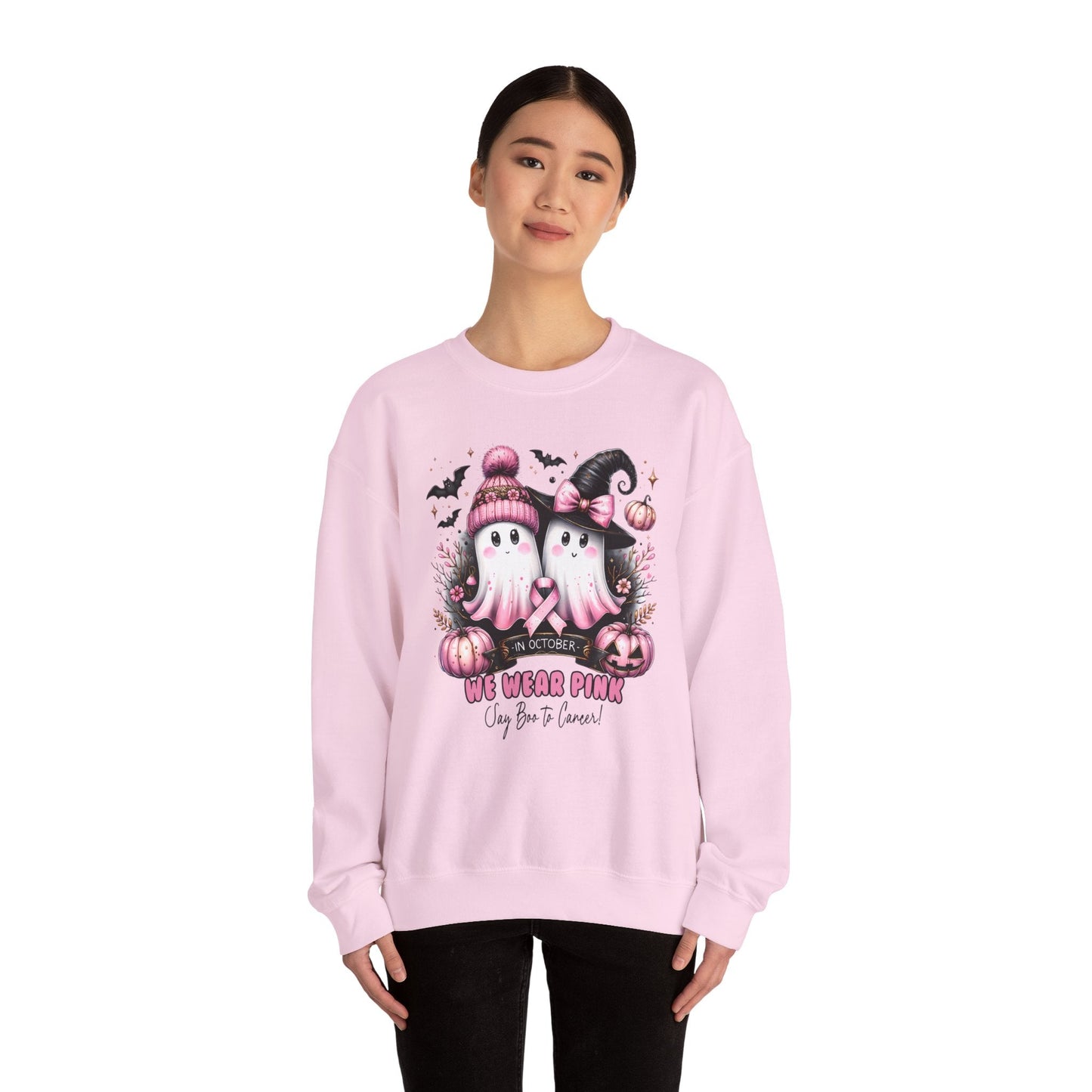 Breast Cancer Ghost Unisex Heavy Blend™ Crewneck Sweatshirt - L.W. Unlimited Custom Design Space