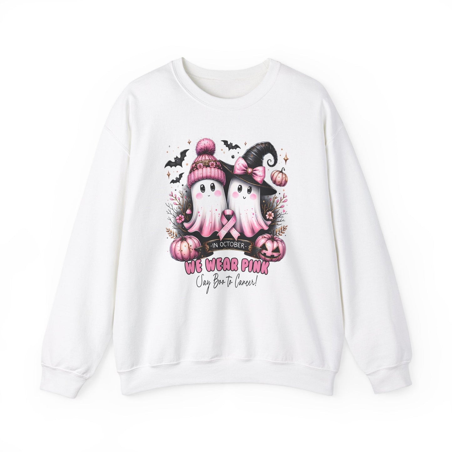 Breast Cancer Ghost Unisex Heavy Blend™ Crewneck Sweatshirt - L.W. Unlimited Custom Design Space