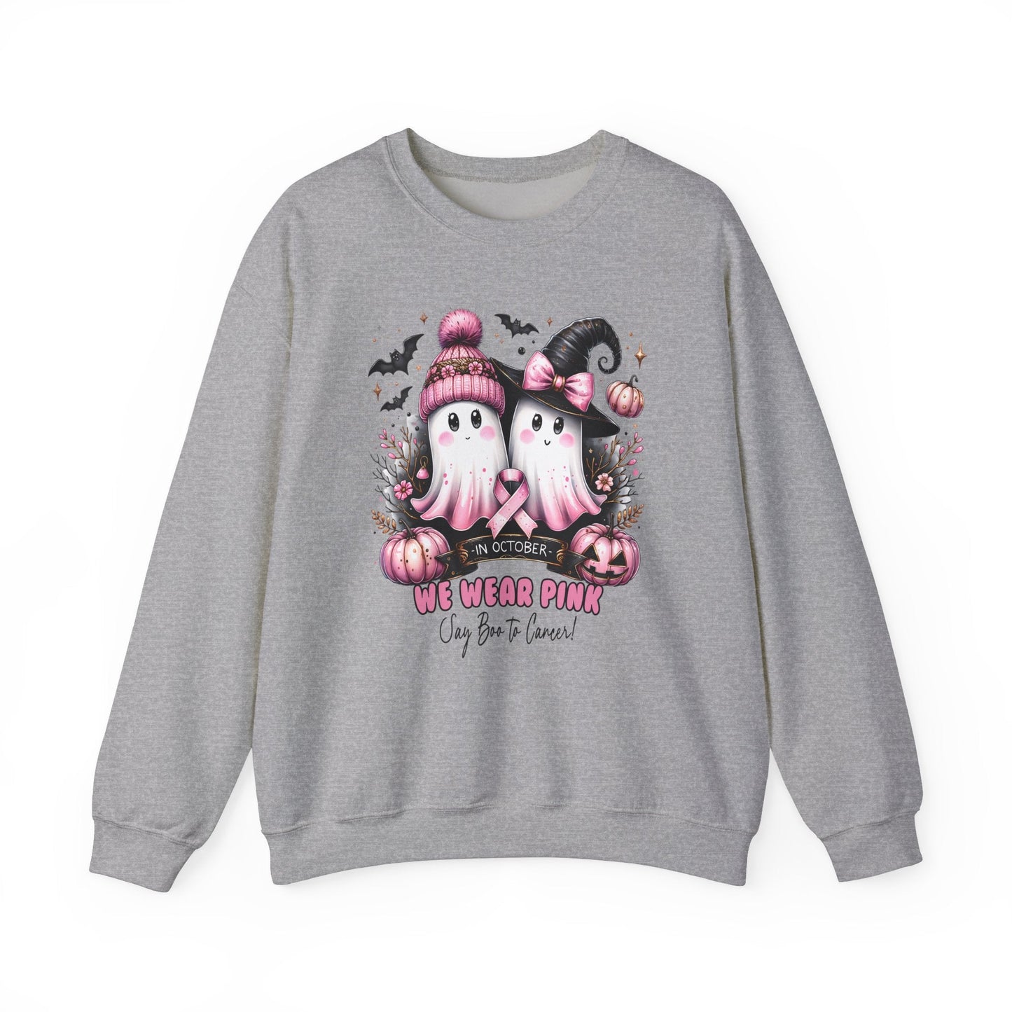 Breast Cancer Ghost Unisex Heavy Blend™ Crewneck Sweatshirt - L.W. Unlimited Custom Design Space