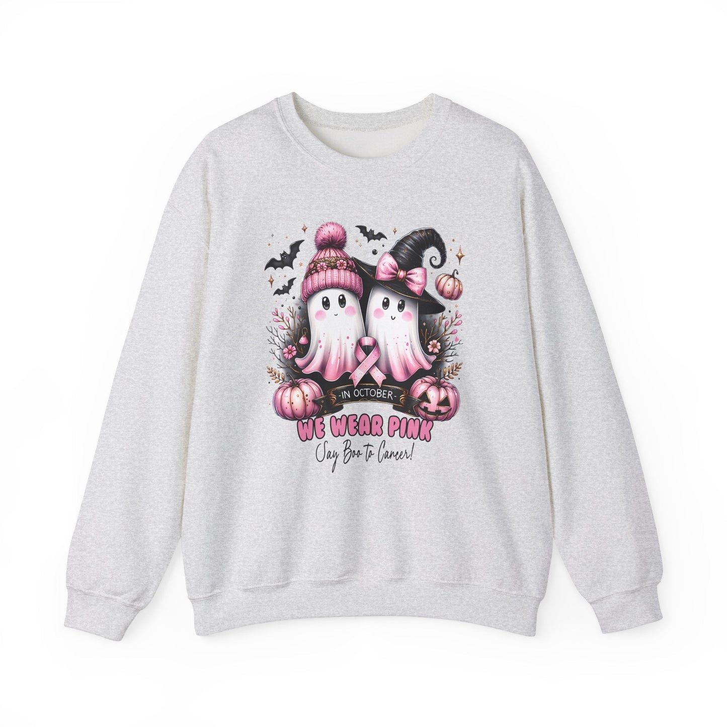 Breast Cancer Ghost Unisex Heavy Blend™ Crewneck Sweatshirt - L.W. Unlimited Custom Design Space