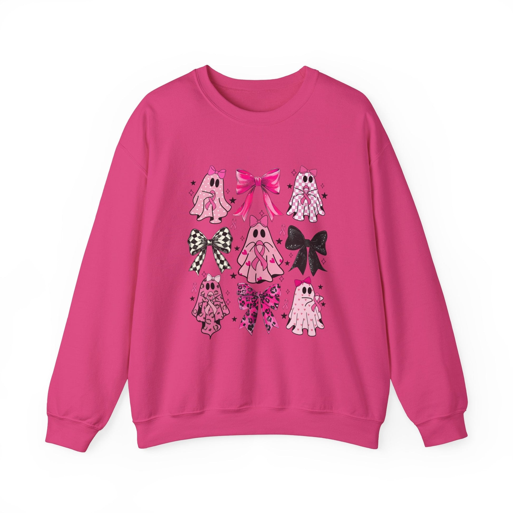 Breast Cancer Ghost/Bows Unisex Heavy Blend™ Crewneck Sweatshirt - L.W. Unlimited Custom Design Space