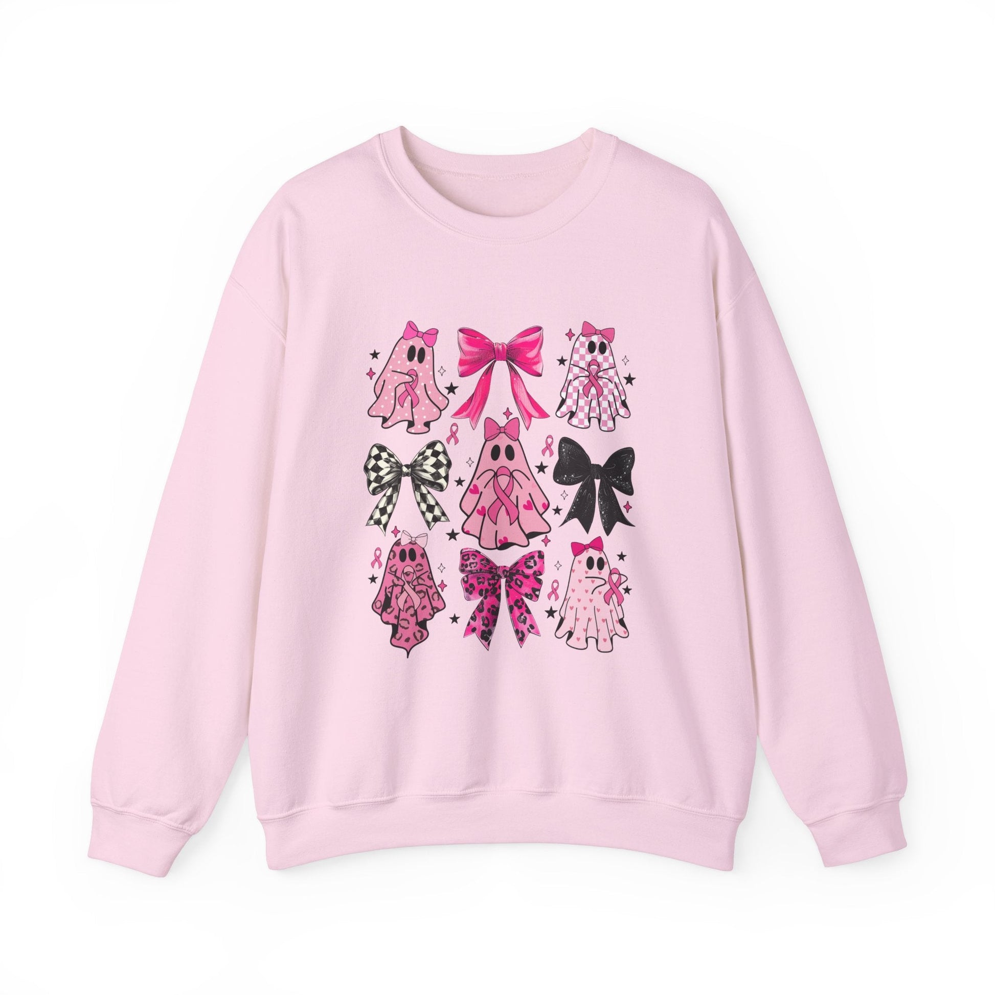 Breast Cancer Ghost/Bows Unisex Heavy Blend™ Crewneck Sweatshirt - L.W. Unlimited Custom Design Space