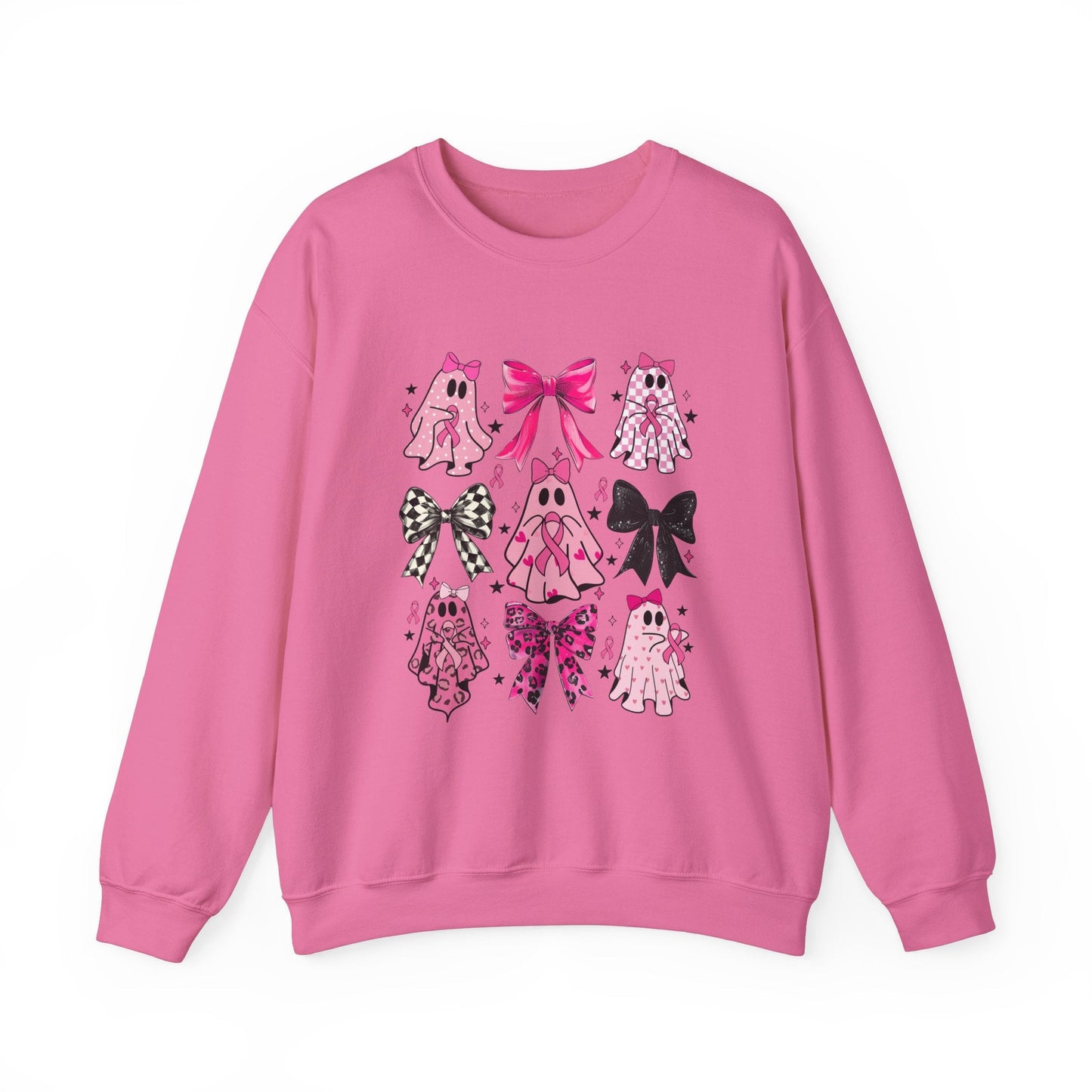 Breast Cancer Ghost/Bows Unisex Heavy Blend™ Crewneck Sweatshirt - L.W. Unlimited Custom Design Space