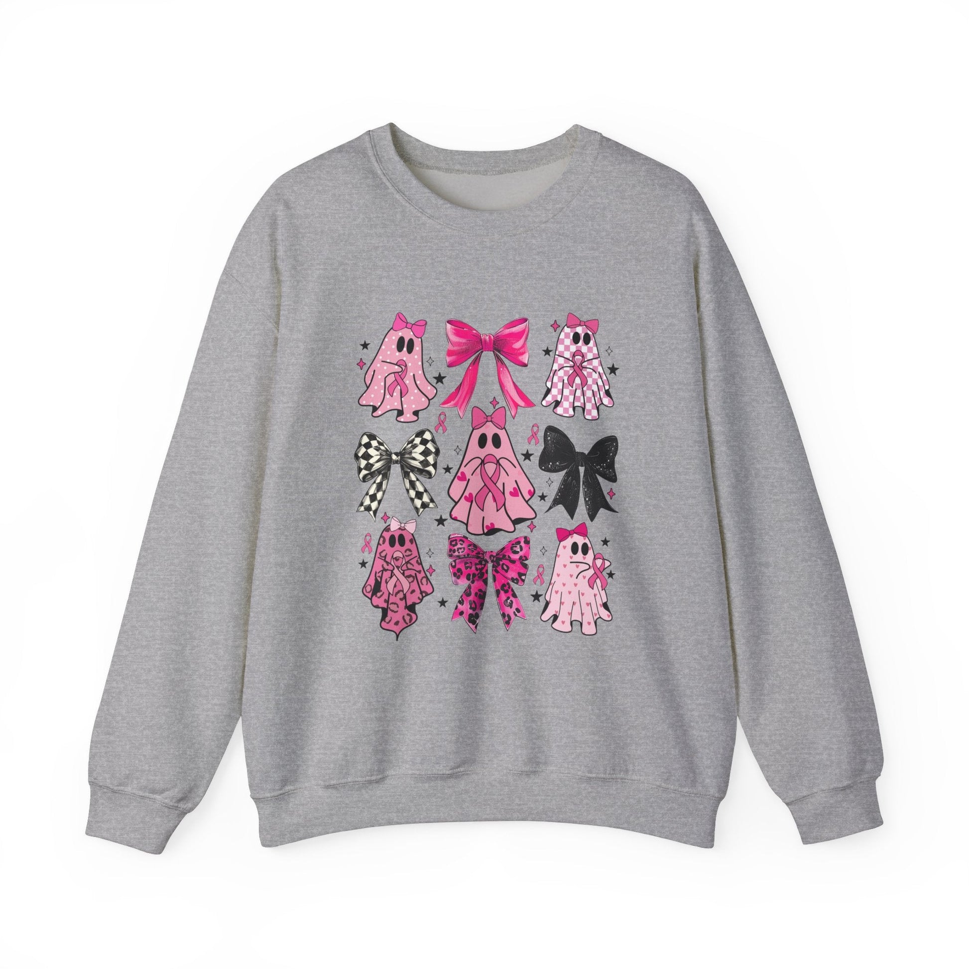 Breast Cancer Ghost/Bows Unisex Heavy Blend™ Crewneck Sweatshirt - L.W. Unlimited Custom Design Space