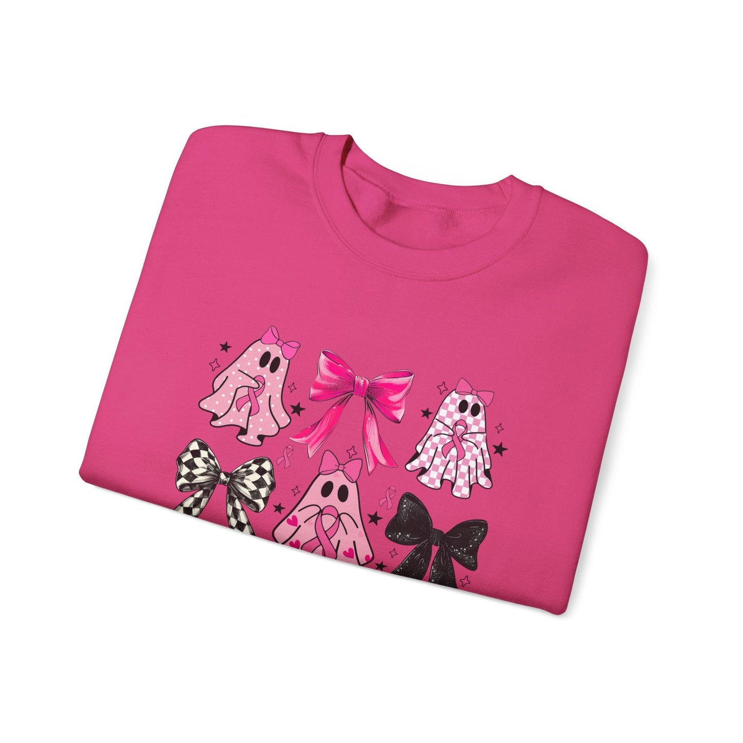 Breast Cancer Ghost/Bows Unisex Heavy Blend™ Crewneck Sweatshirt - L.W. Unlimited Custom Design Space