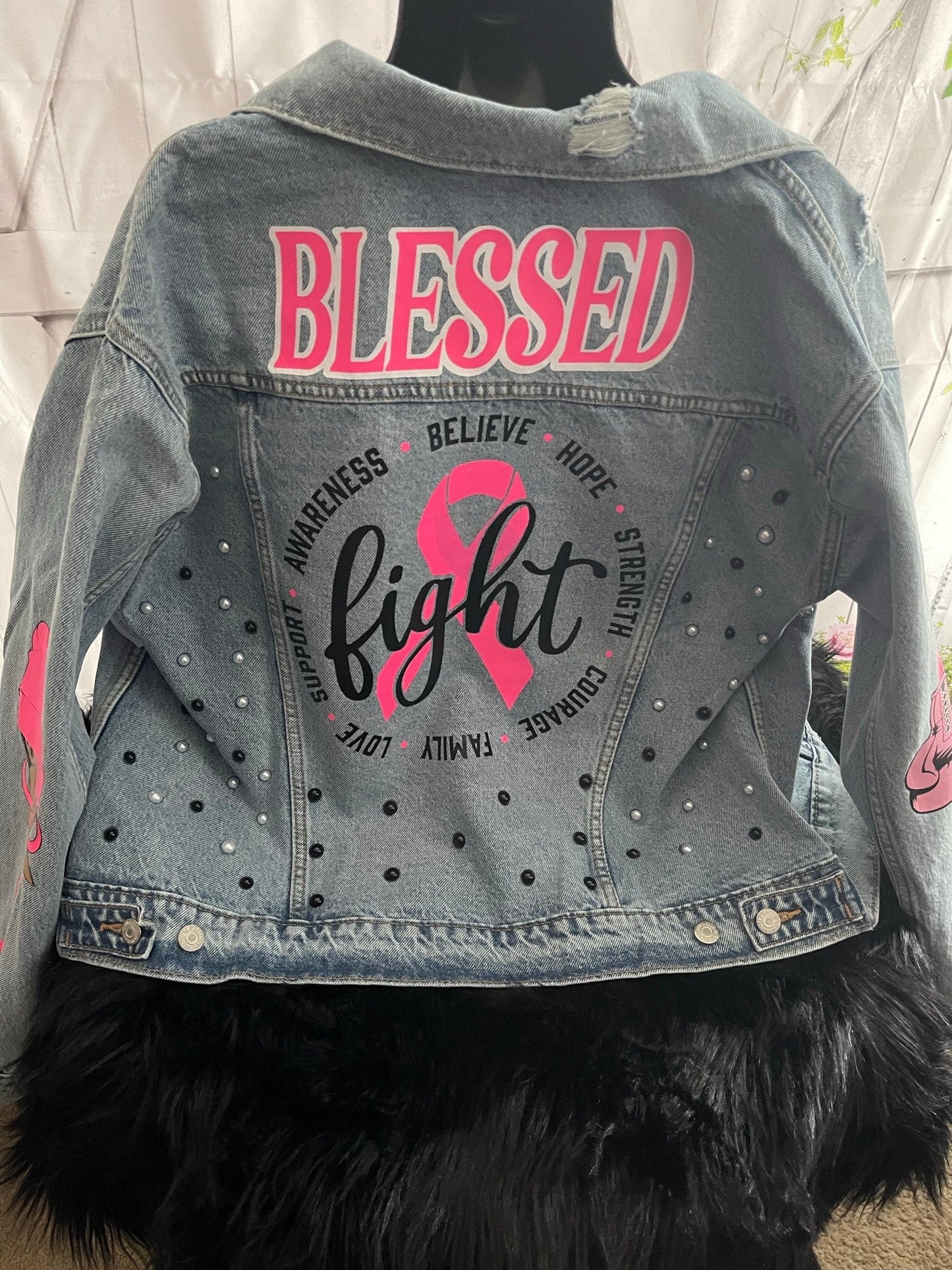 Breast Cancer Jean Jacket (Seasonal) - L.W. Unlimited Custom Design Space