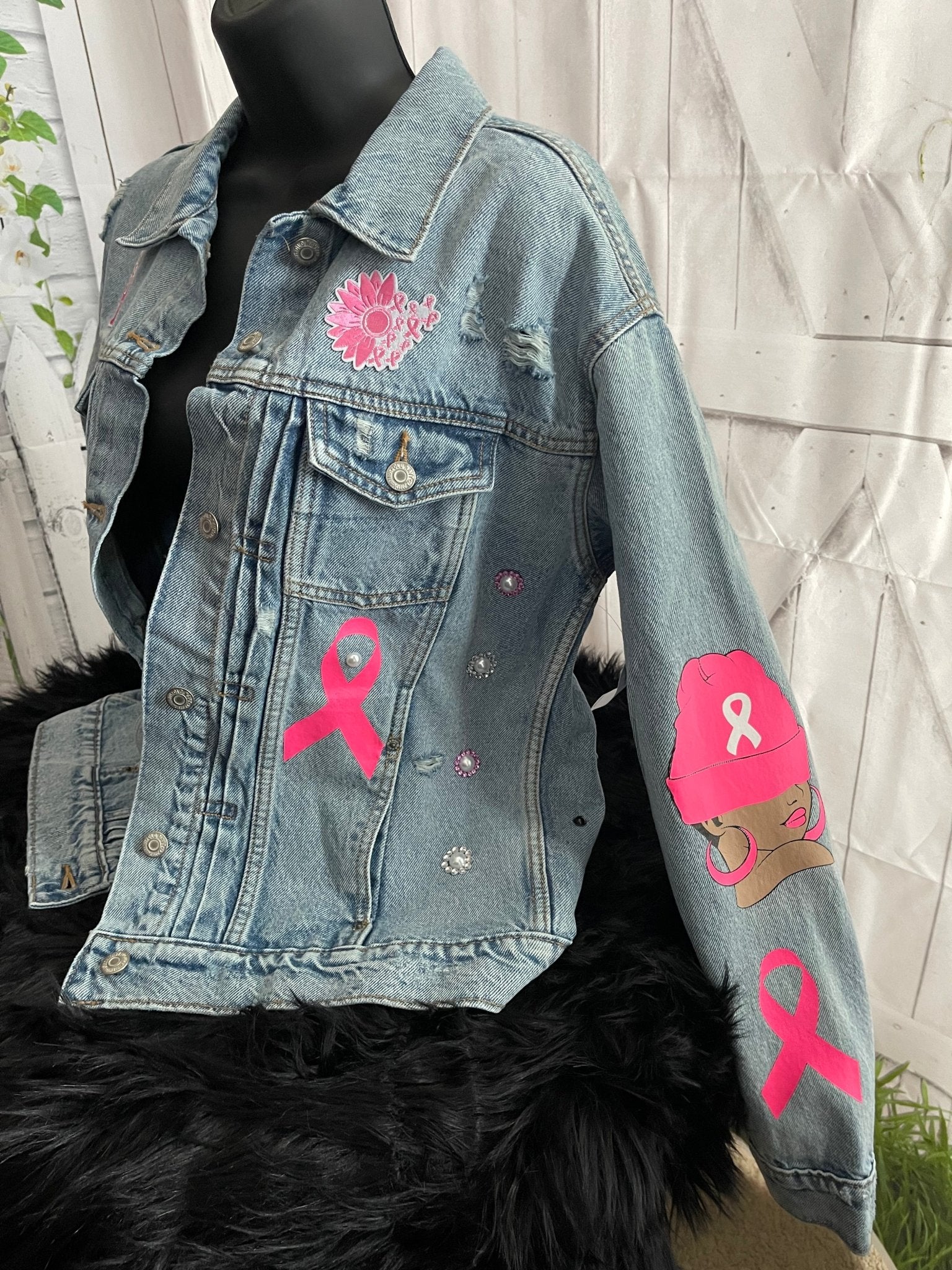 Breast Cancer Jean Jacket (Seasonal) - L.W. Unlimited Custom Design Space