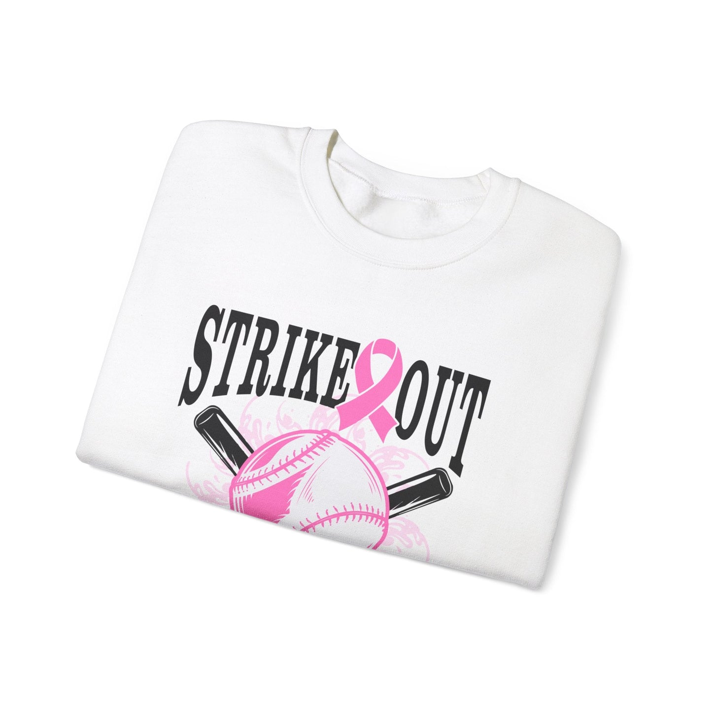 Breast Cancer Strike Out Unisex Heavy Blend™ Crewneck Sweatshirt - L.W. Unlimited Custom Design Space