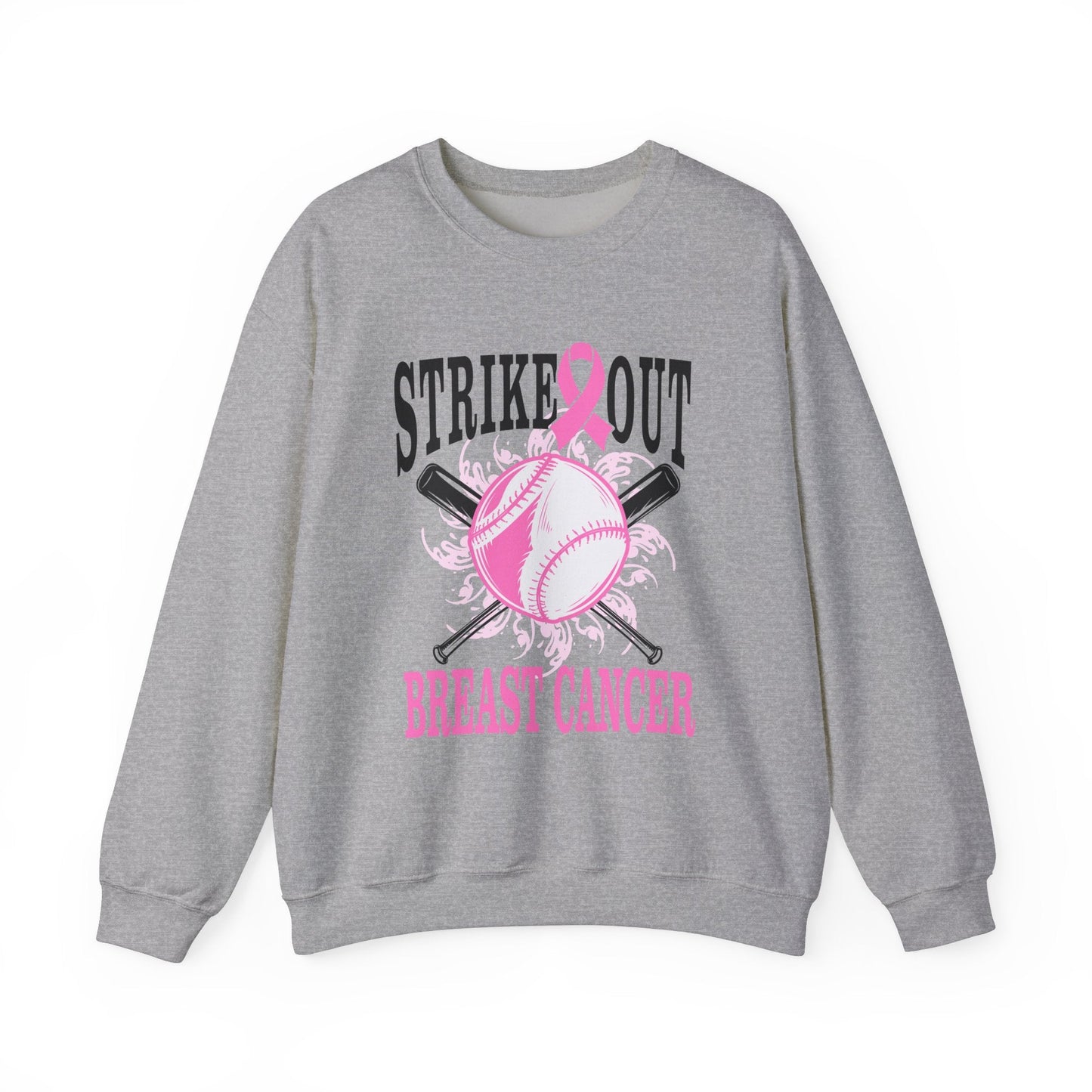 Breast Cancer Strike Out Unisex Heavy Blend™ Crewneck Sweatshirt - L.W. Unlimited Custom Design Space