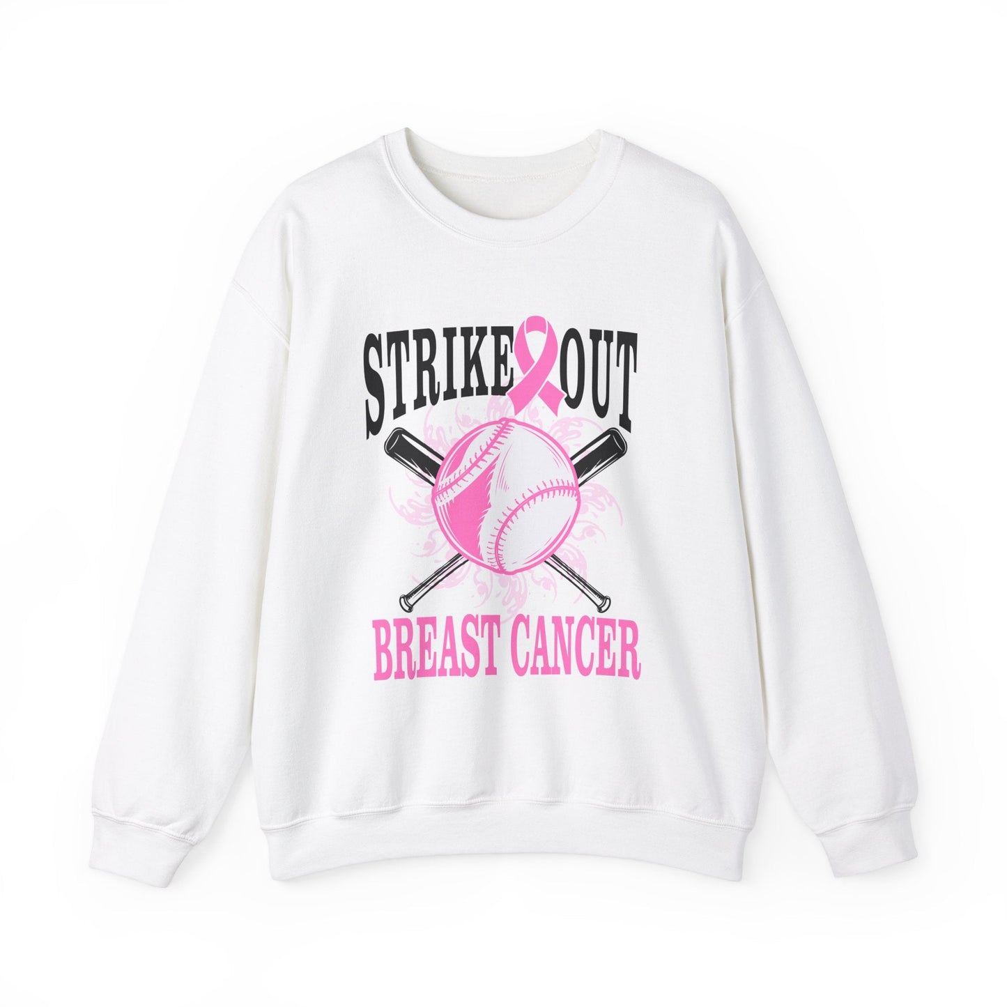 Breast Cancer Strike Out Unisex Heavy Blend™ Crewneck Sweatshirt - L.W. Unlimited Custom Design Space