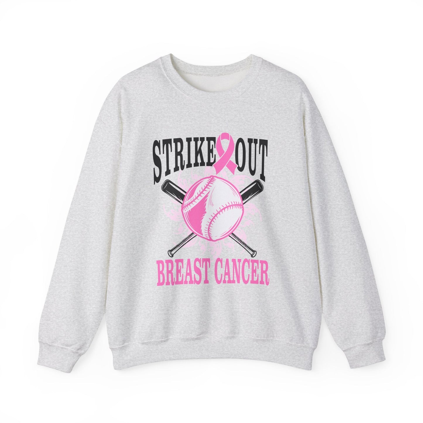 Breast Cancer Strike Out Unisex Heavy Blend™ Crewneck Sweatshirt - L.W. Unlimited Custom Design Space