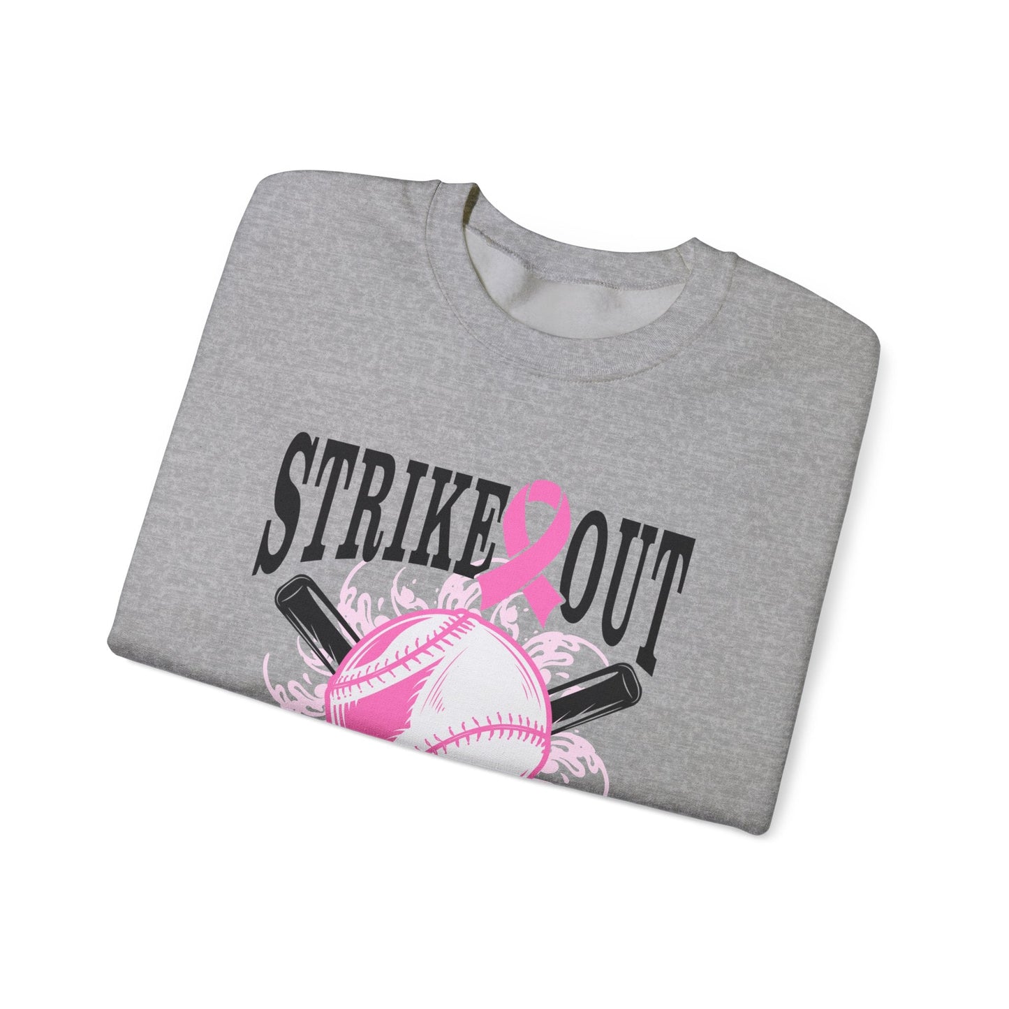 Breast Cancer Strike Out Unisex Heavy Blend™ Crewneck Sweatshirt - L.W. Unlimited Custom Design Space