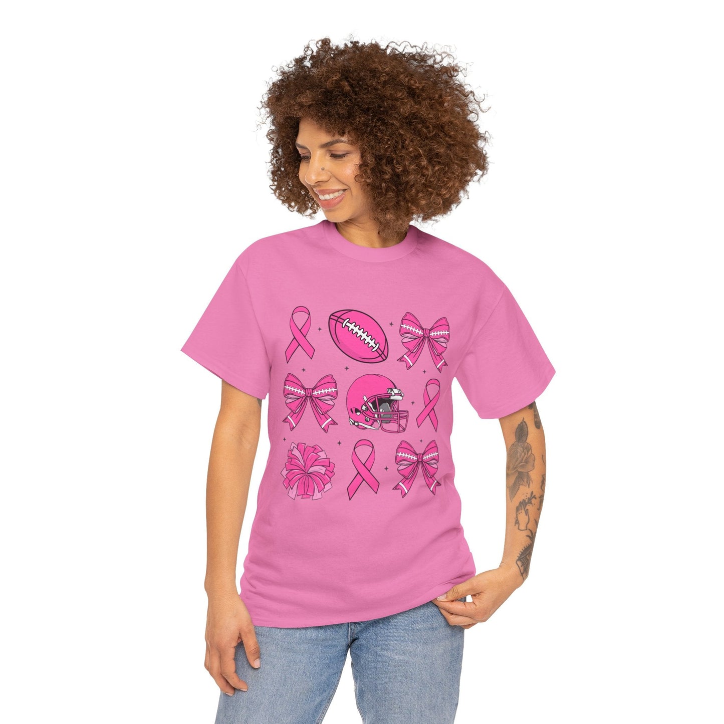 Breast Cancer Tackle Unisex Heavy Cotton Tee - L.W. Unlimited Custom Design Space