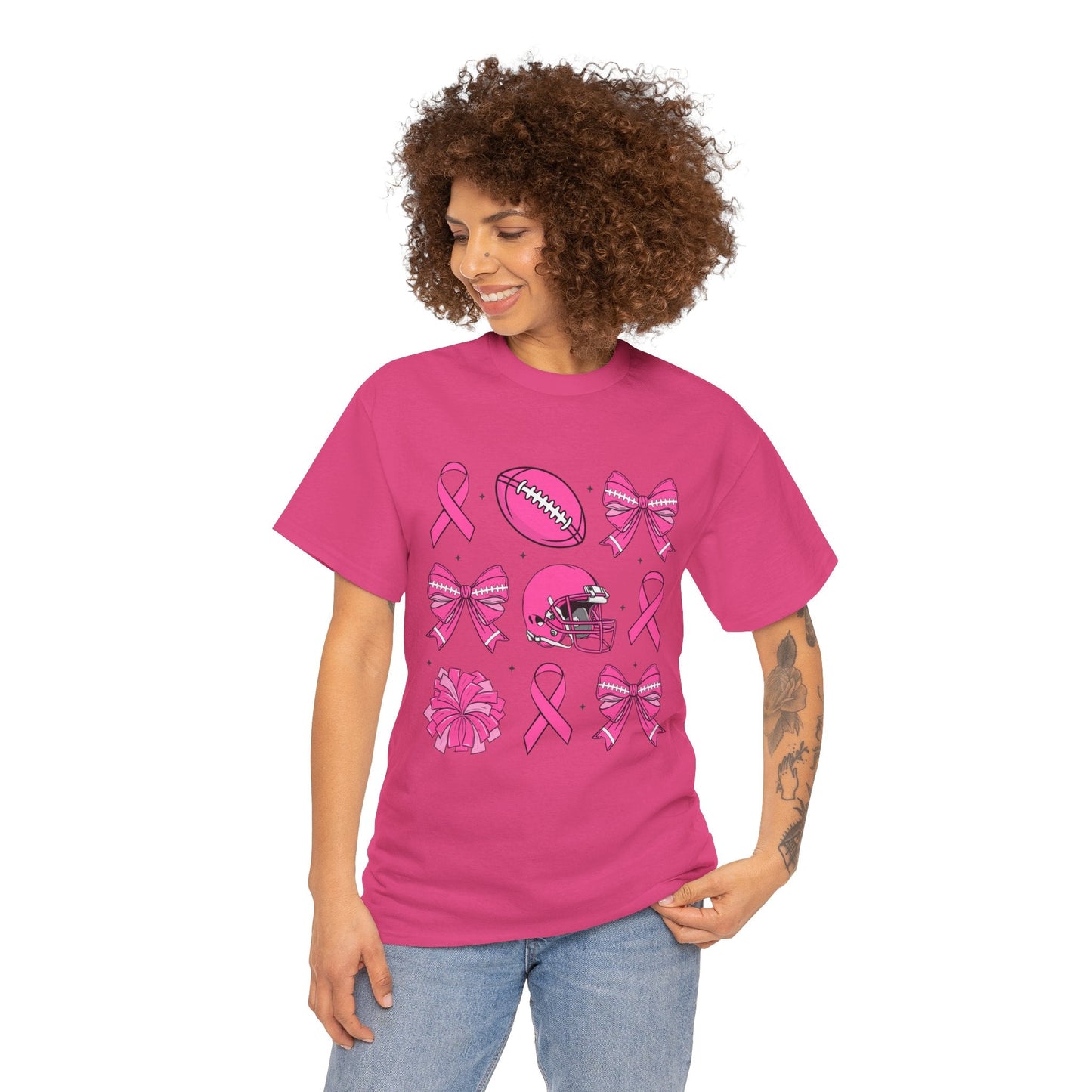 Breast Cancer Tackle Unisex Heavy Cotton Tee - L.W. Unlimited Custom Design Space