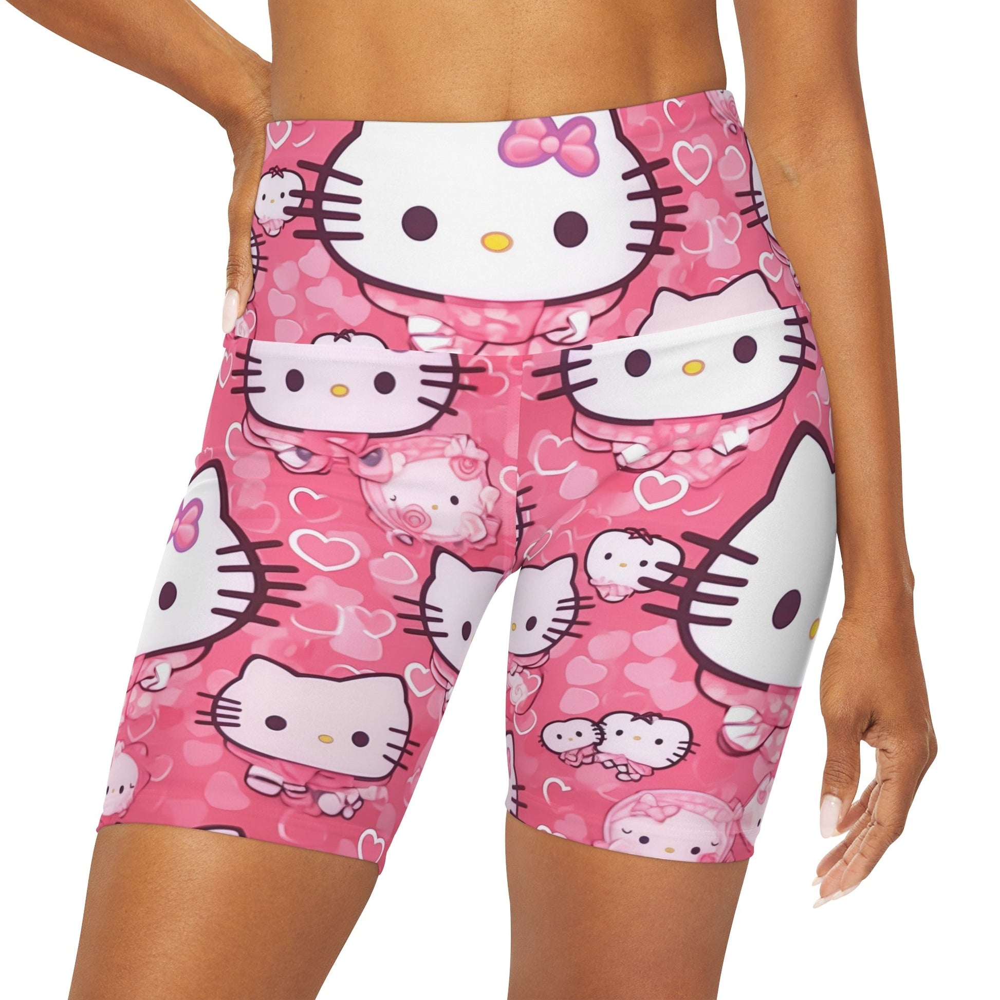 Hello Kitty Pink High Waisted Yoga Shorts - L.W. Unlimited Custom Design Space