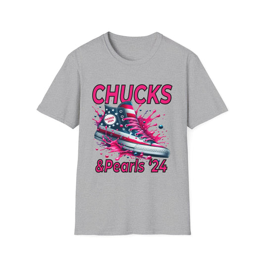 Kamala Harris Chucks & Pearls 24 Unisex Softstyle T - Shirt - L.W. Unlimited Custom Design Space