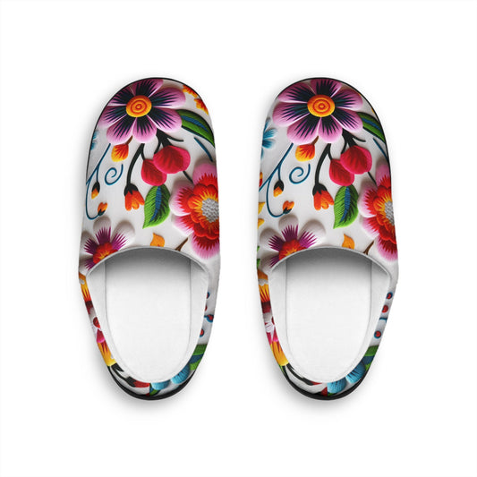 Mexican Flowers Women's Indoor Slippers - L.W. Unlimited Custom Design Space