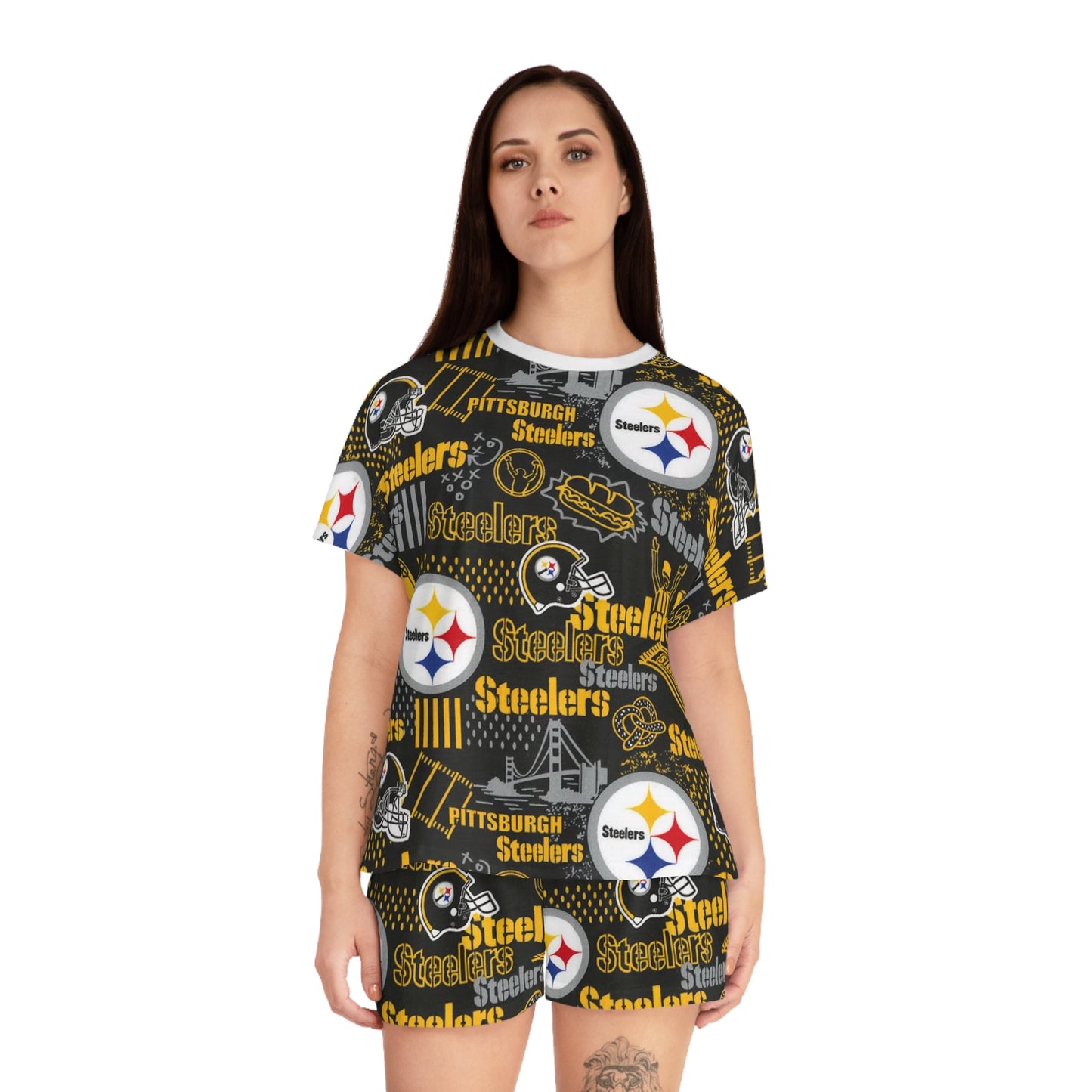 Pittsburgh Steelers Women's Short Pajama Set - L.W. Unlimited Custom Design Space