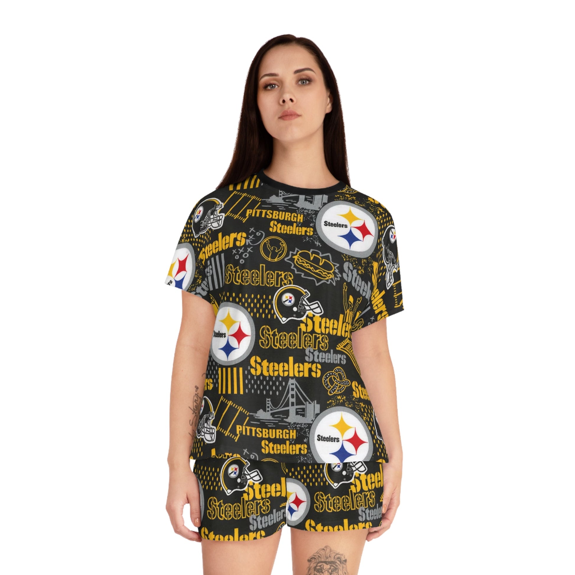 Pittsburgh Steelers Women's Short Pajama Set - L.W. Unlimited Custom Design Space