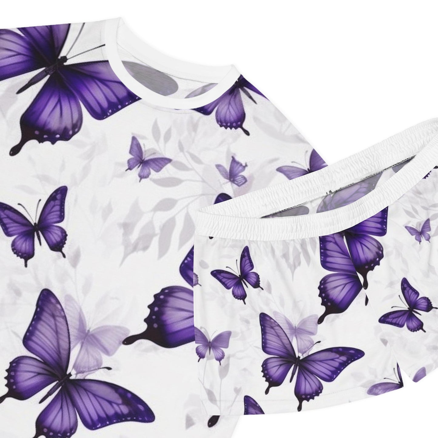 Purple Butterfly Women's Short Pajama Set - L.W. Unlimited Custom Design Space