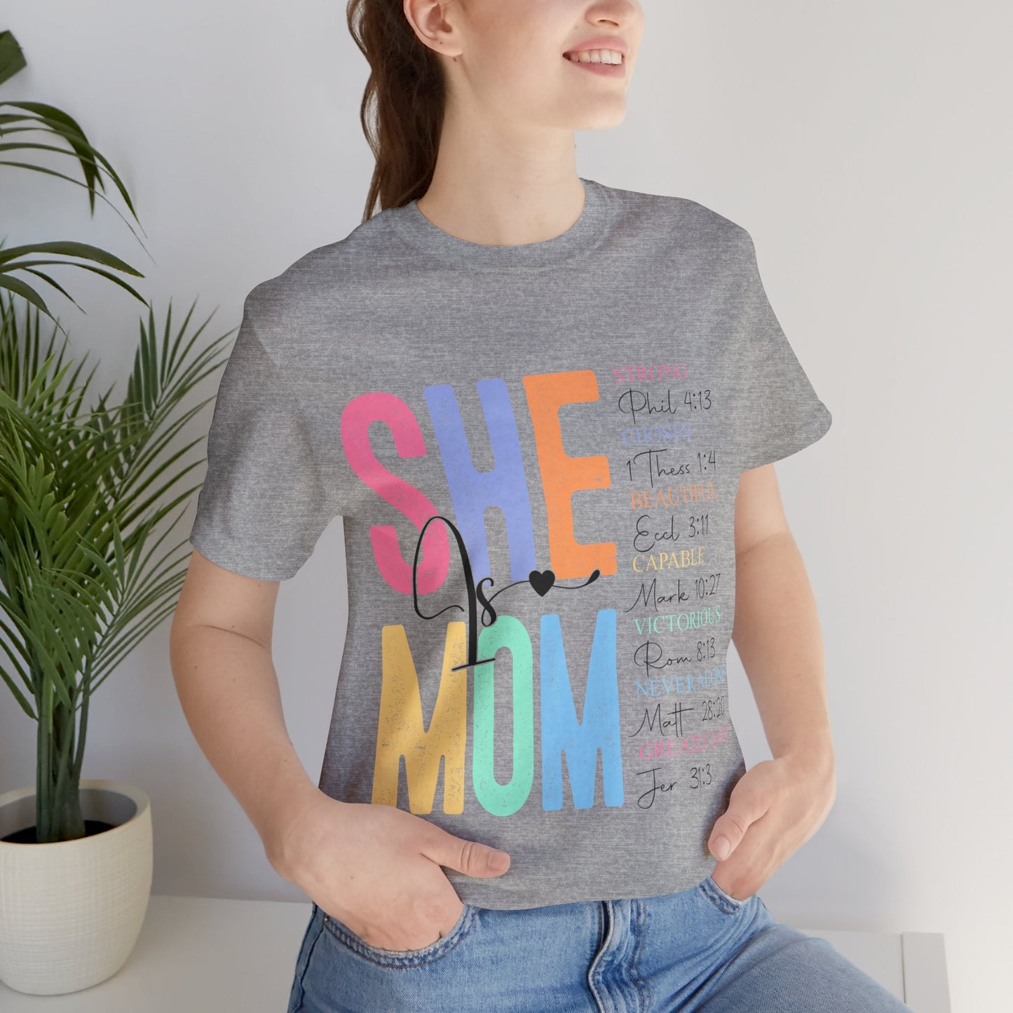 She Is MOM Jersey Short Sleeve Tee - L.W. Unlimited Custom Design Space