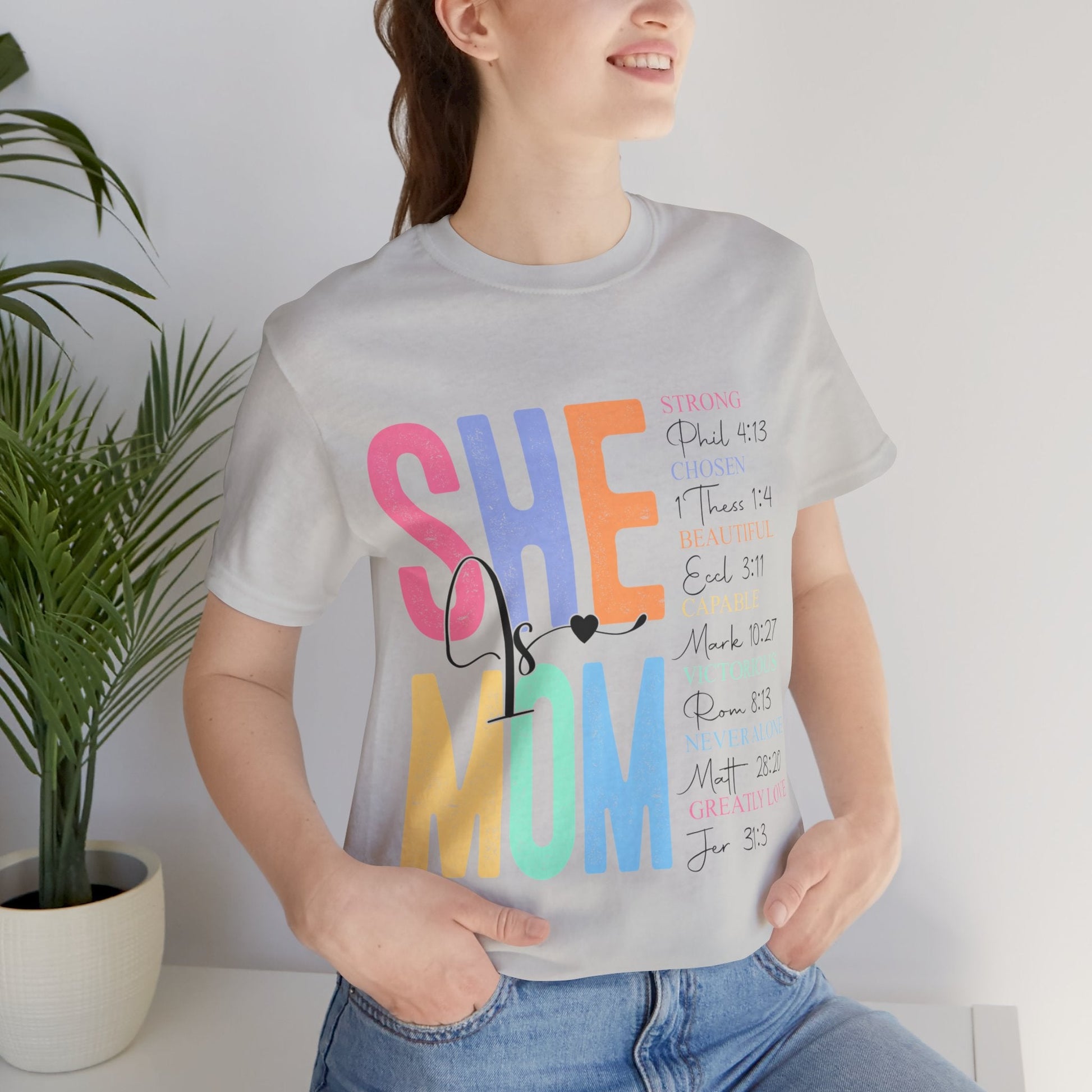 She Is MOM Jersey Short Sleeve Tee - L.W. Unlimited Custom Design Space