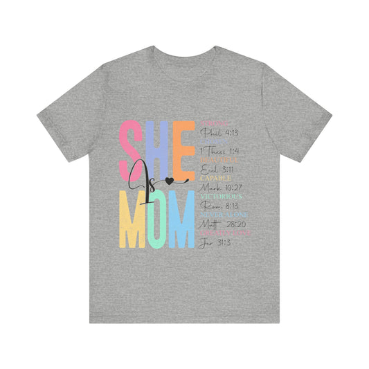 She Is MOM Jersey Short Sleeve Tee - L.W. Unlimited Custom Design Space