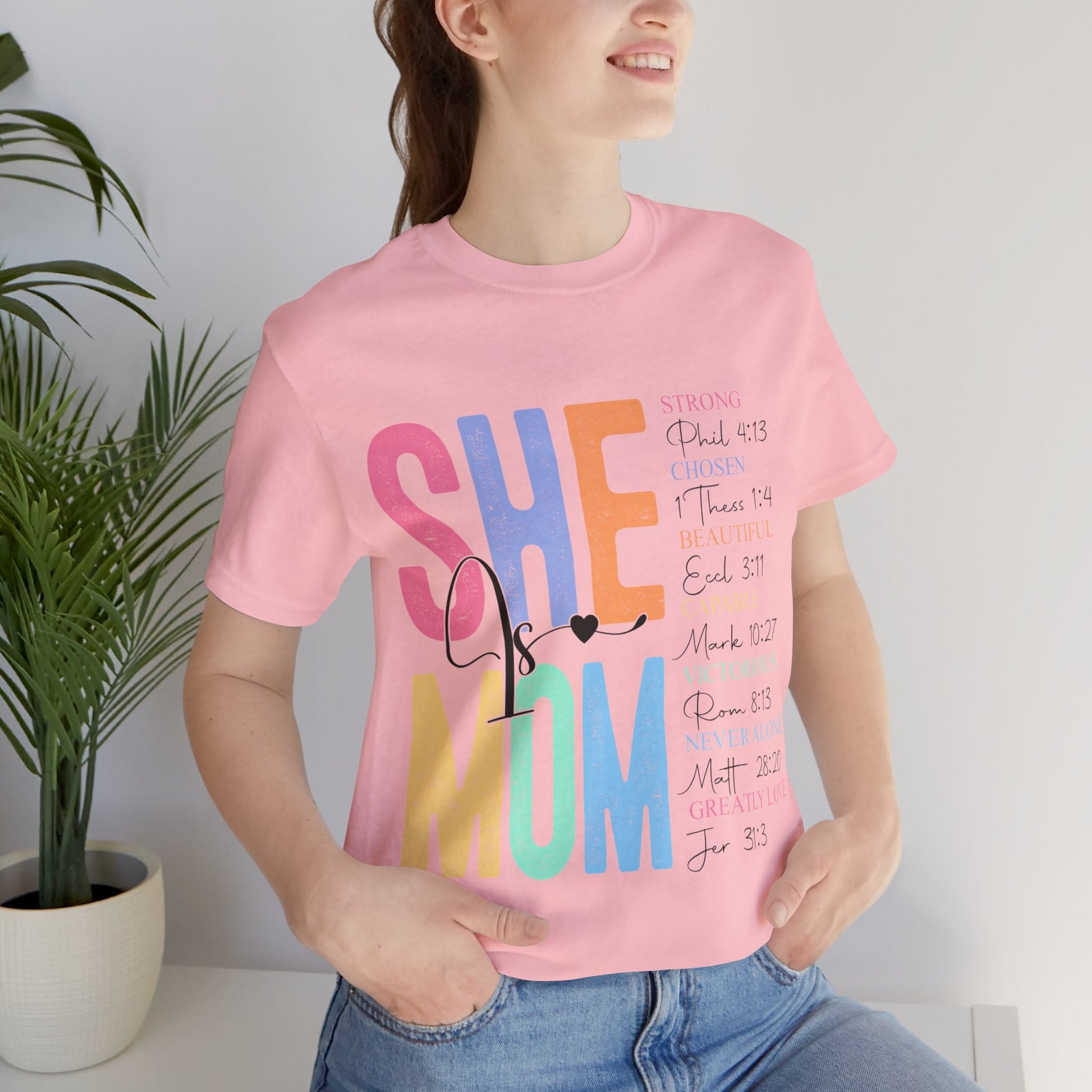 She Is MOM Jersey Short Sleeve Tee - L.W. Unlimited Custom Design Space