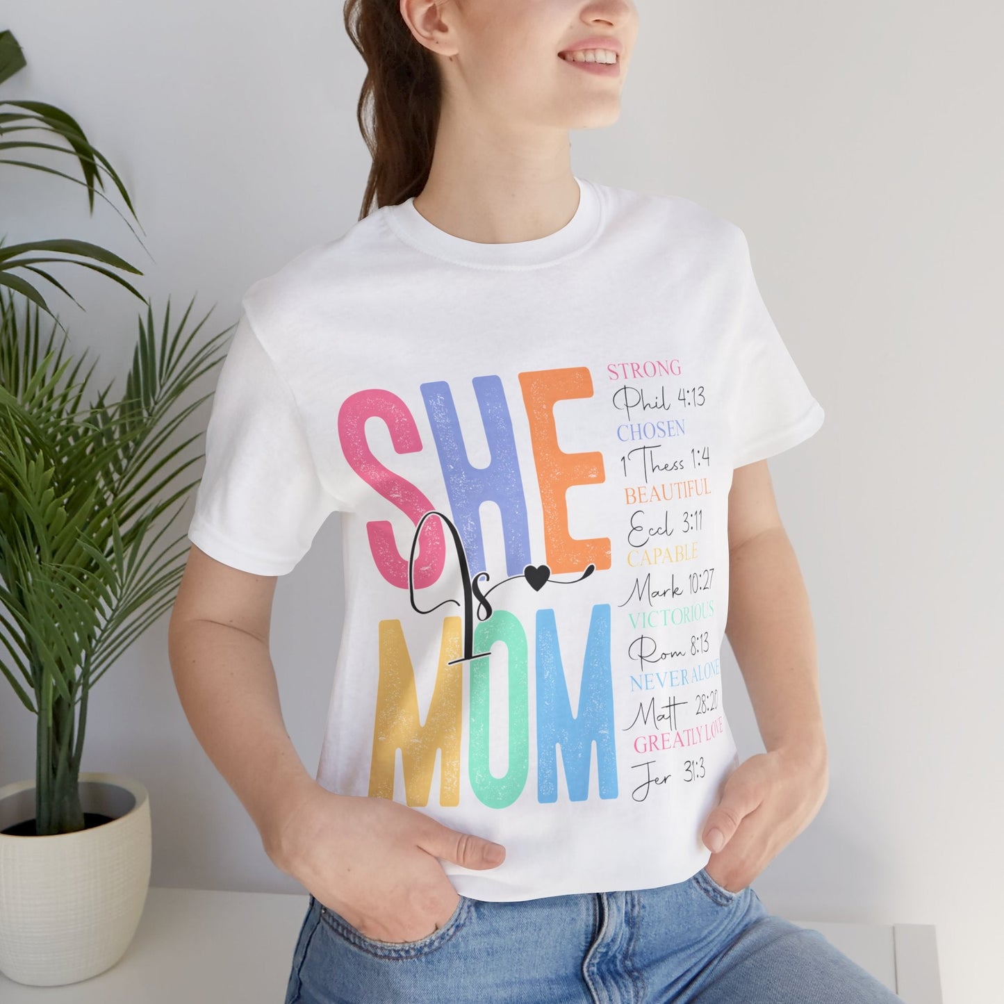 She Is MOM Jersey Short Sleeve Tee - L.W. Unlimited Custom Design Space