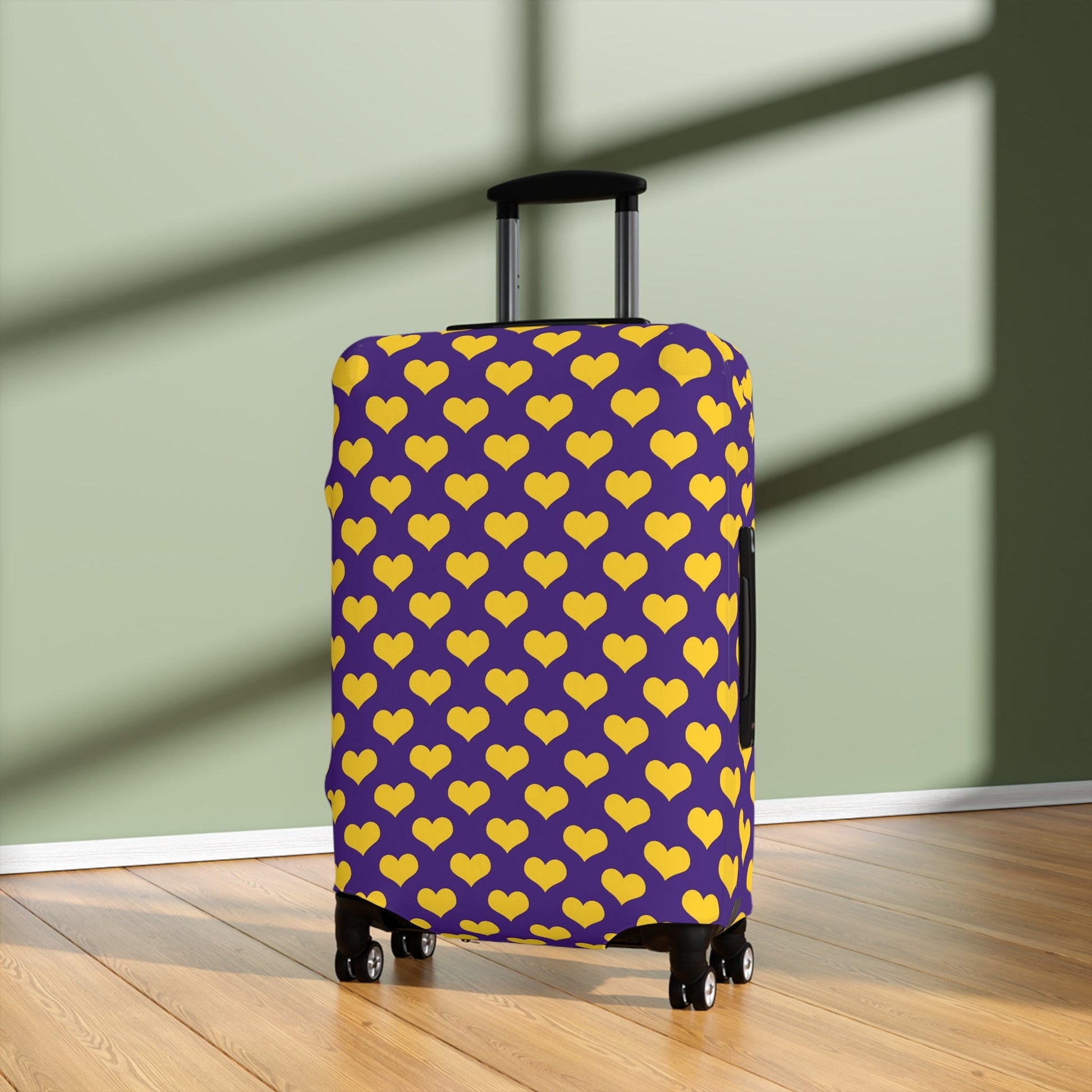 Purple and Gold Heart Luggage Cover - L.W. Unlimited Custom Design Space