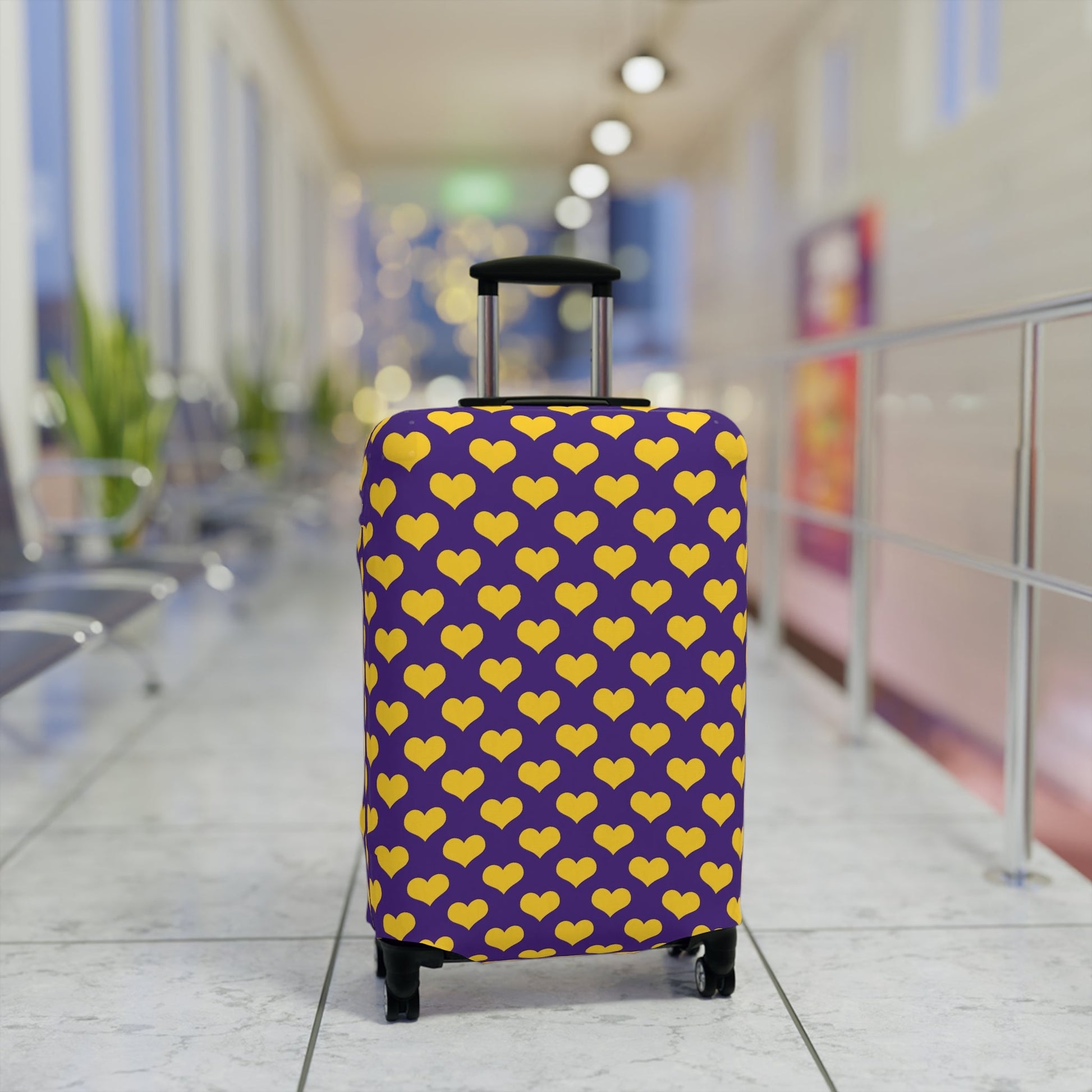 Purple and Gold Heart Luggage Cover - L.W. Unlimited Custom Design Space