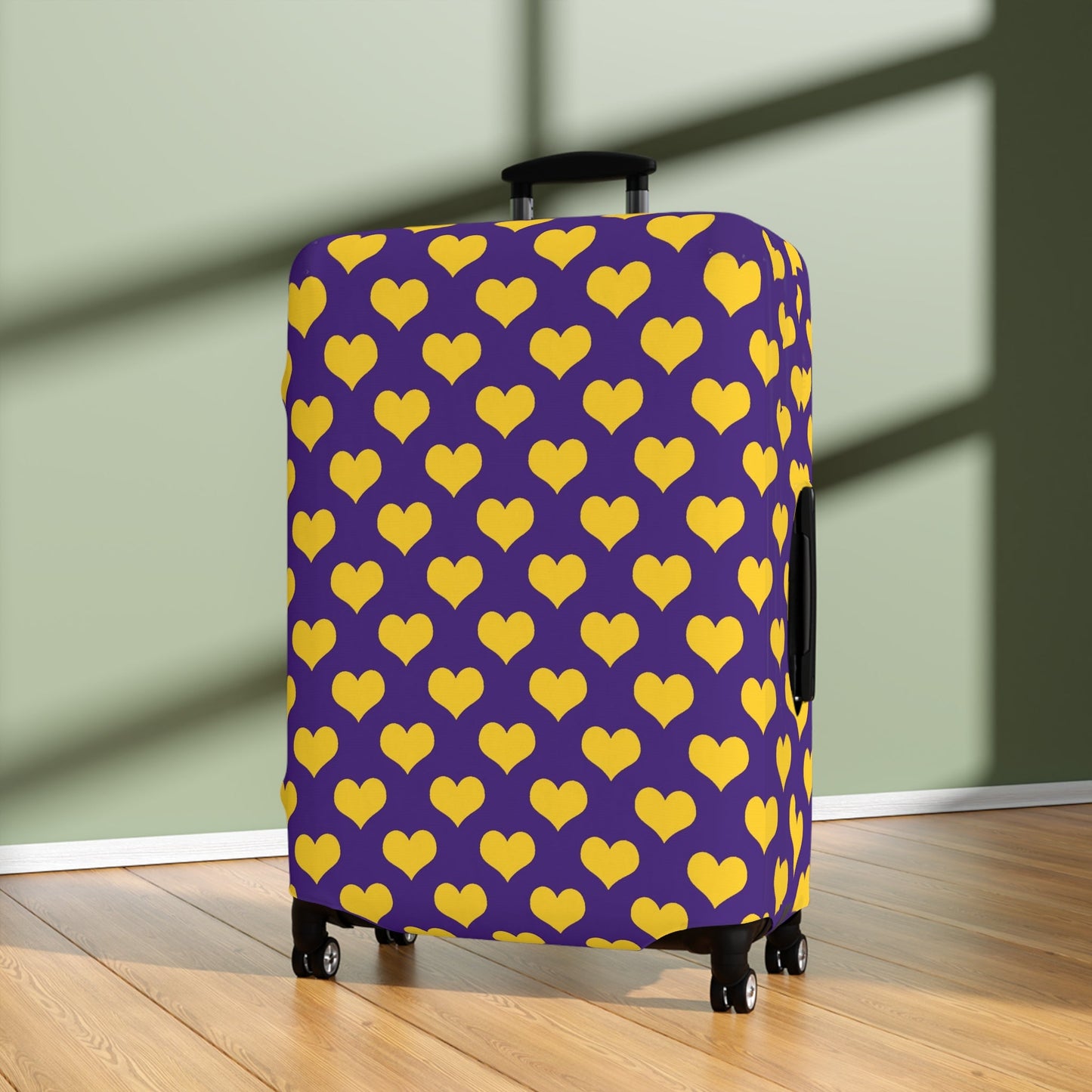 Purple and Gold Heart Luggage Cover - L.W. Unlimited Custom Design Space